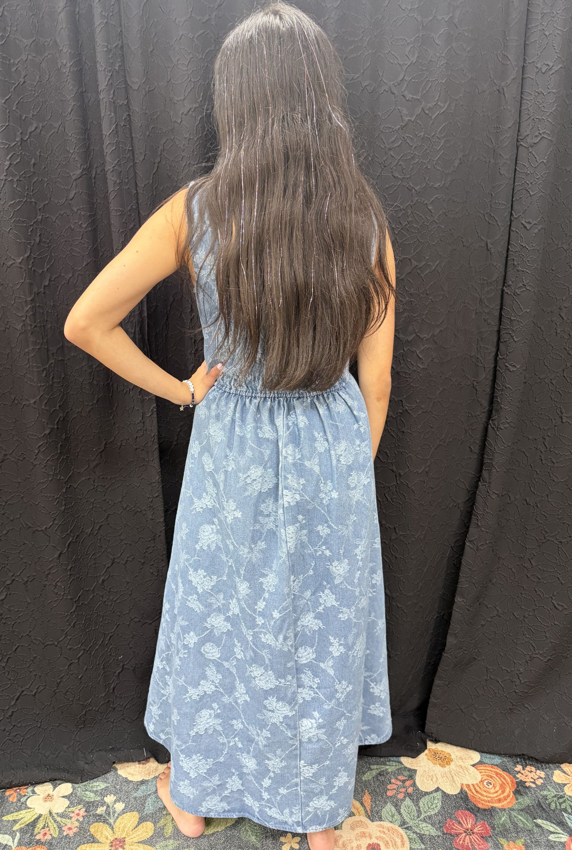 FLORAL DENIM DRESS