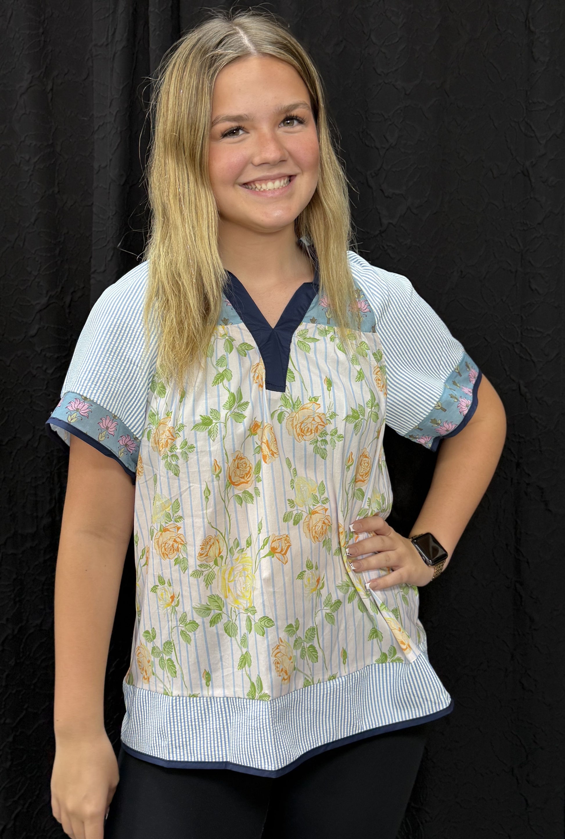 BLUE PEONY TOP