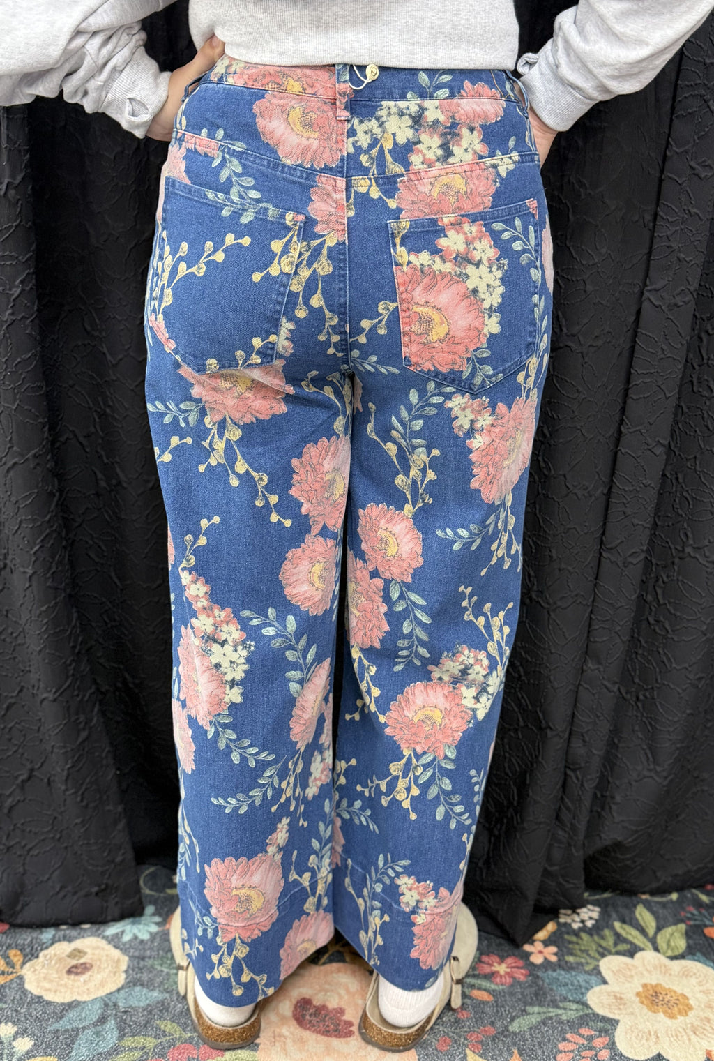 EMMA FLORAL DENIM PANTS