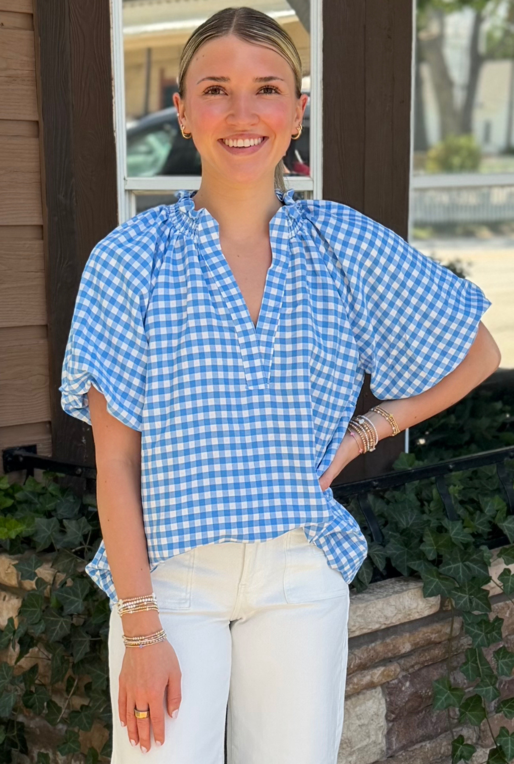 BLUE GINGHAM TOP