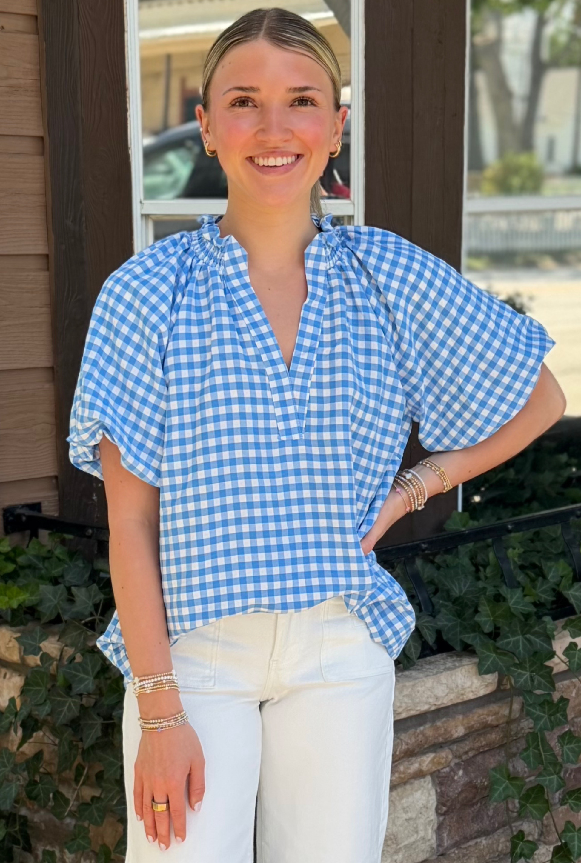 BLUE GINGHAM TOP
