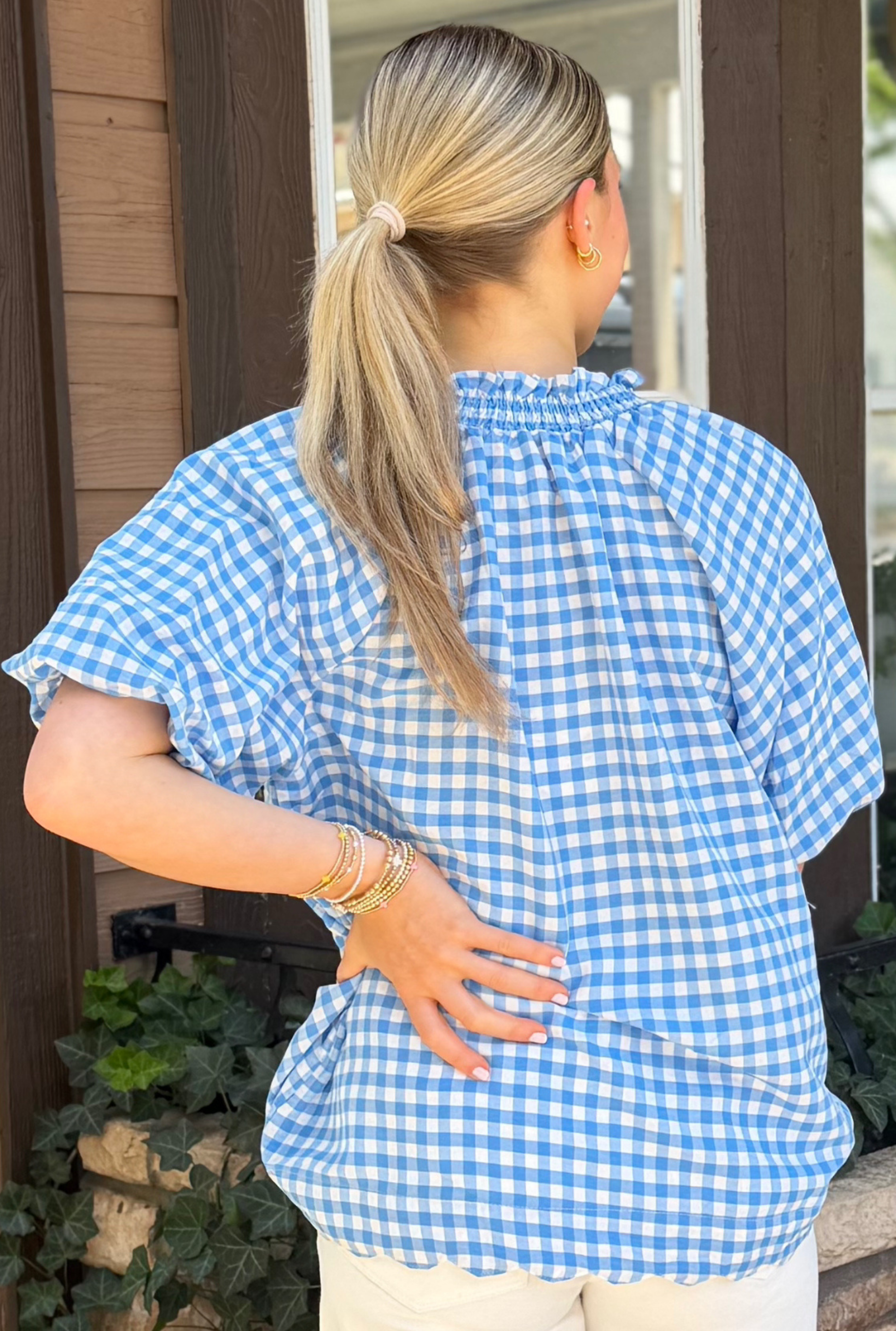 BLUE GINGHAM TOP