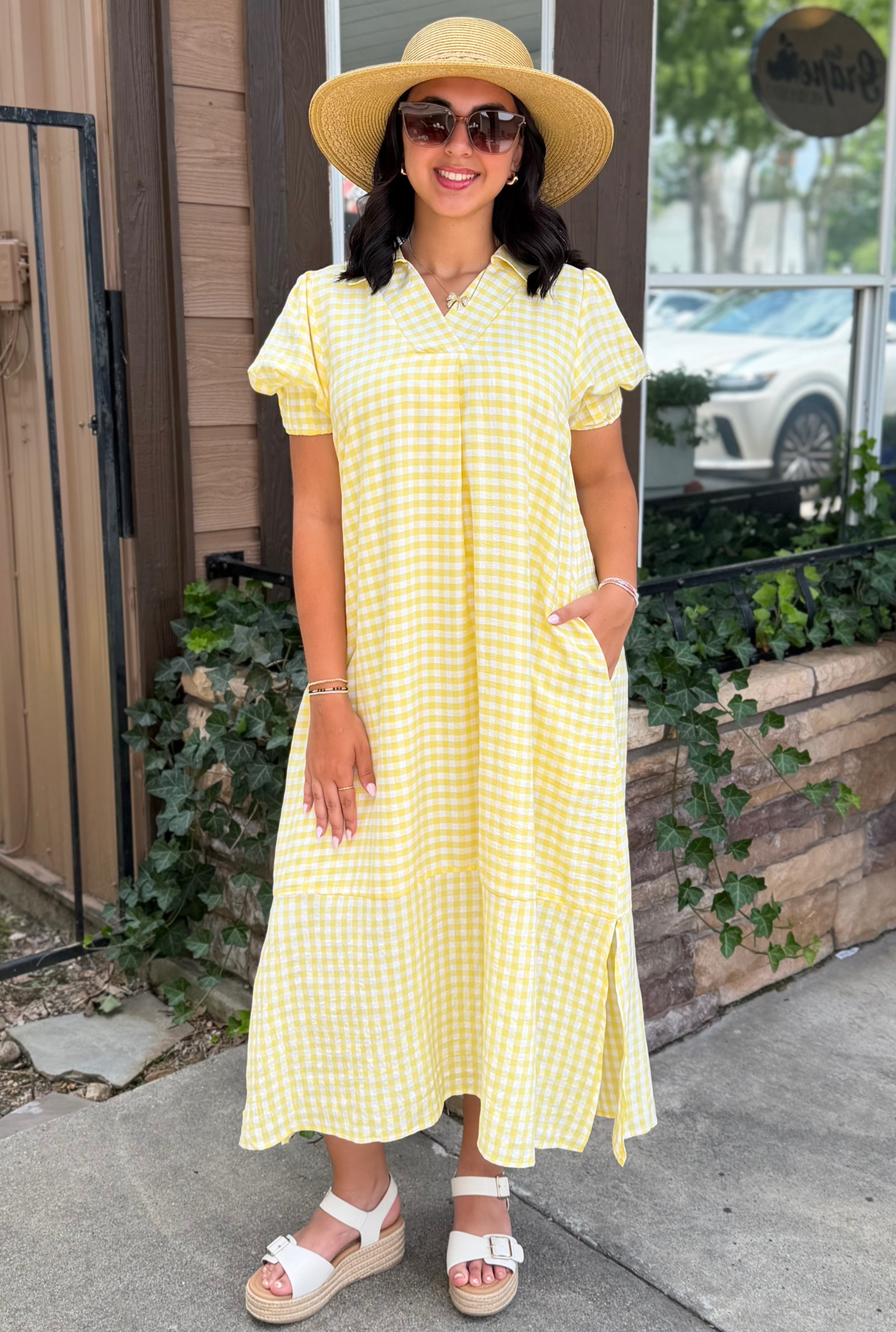 LEMON GINGHAM DRESS