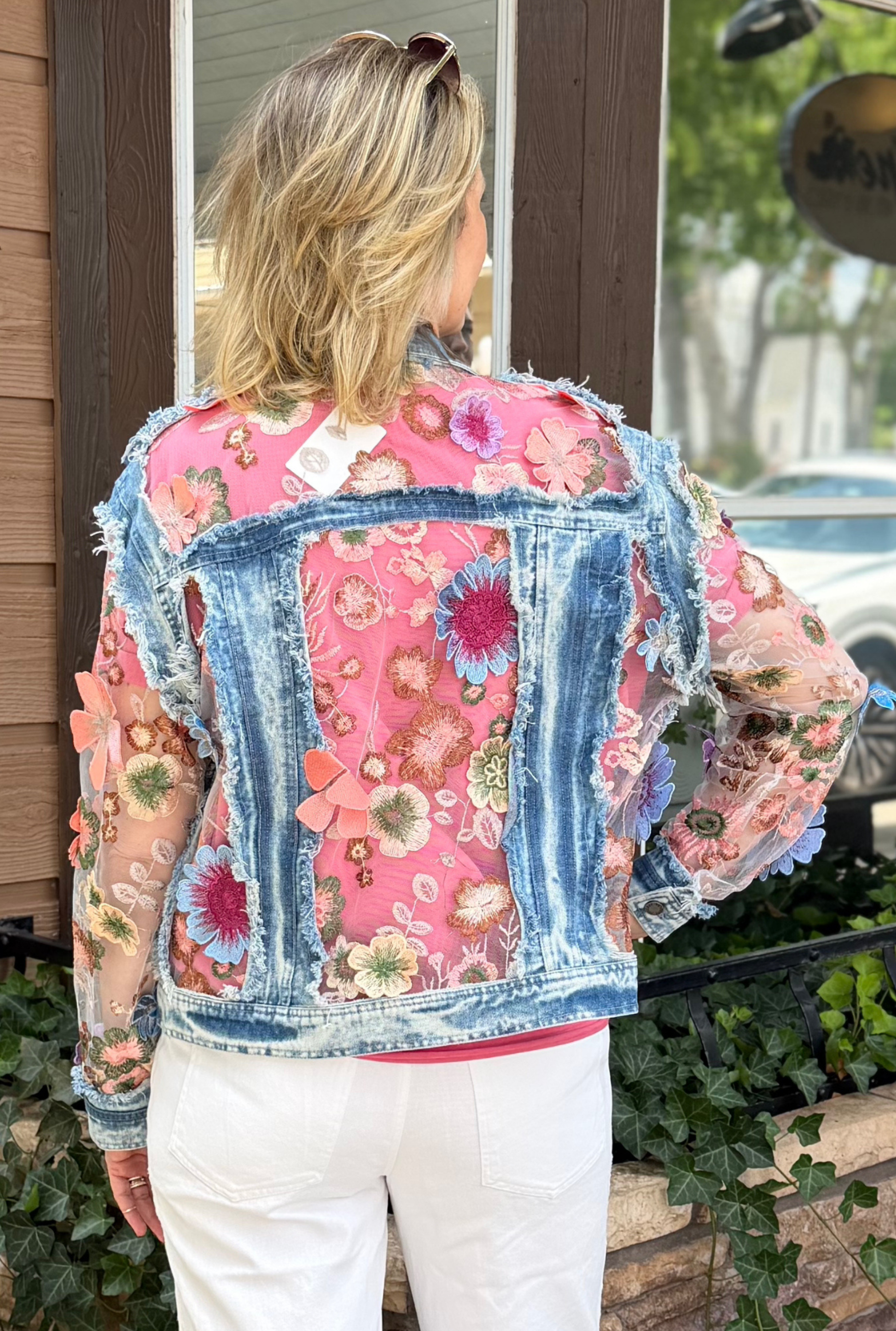 FLORAL ORGANZA DENIM JACKET