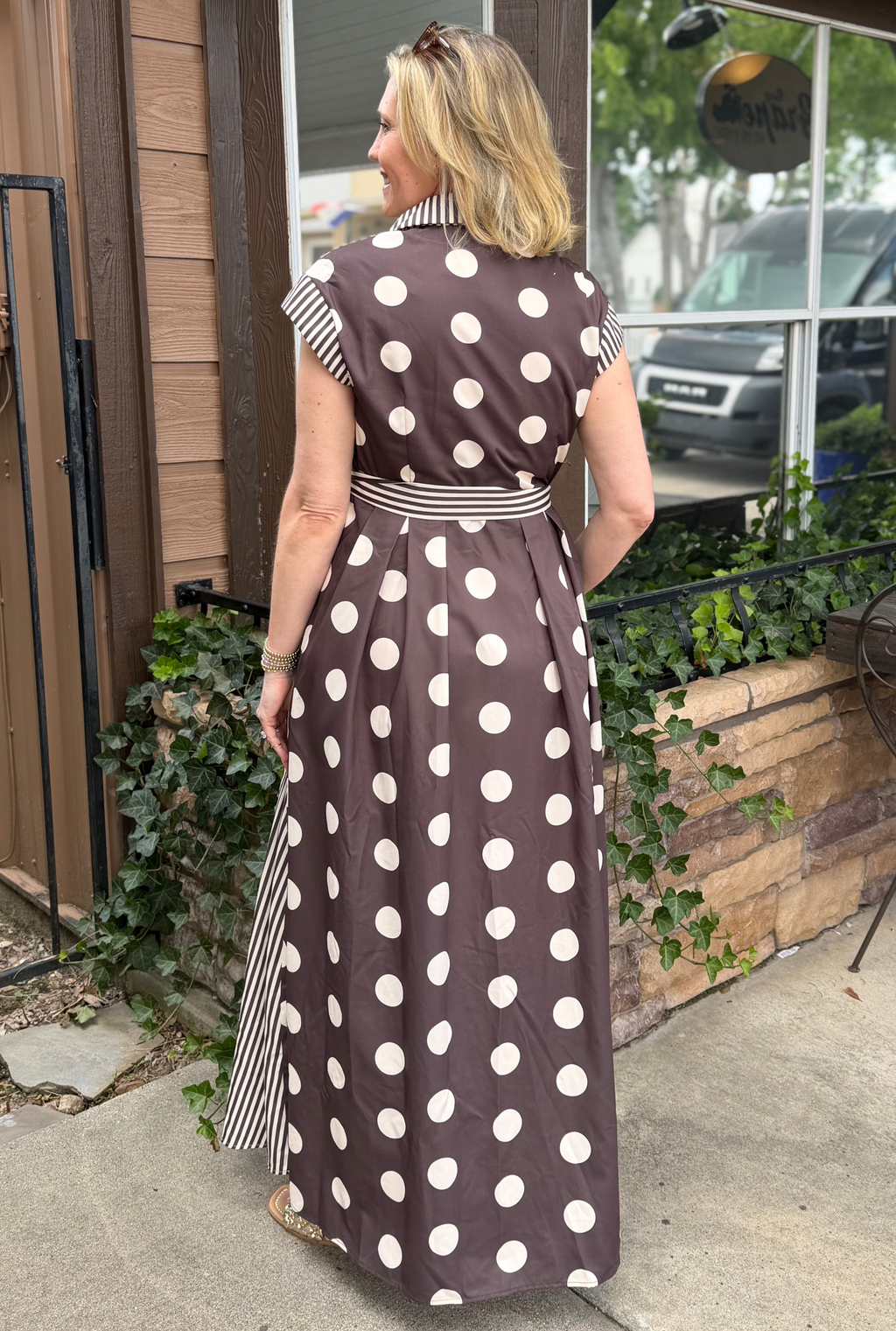 SPOTS AND STRIPES DRESS