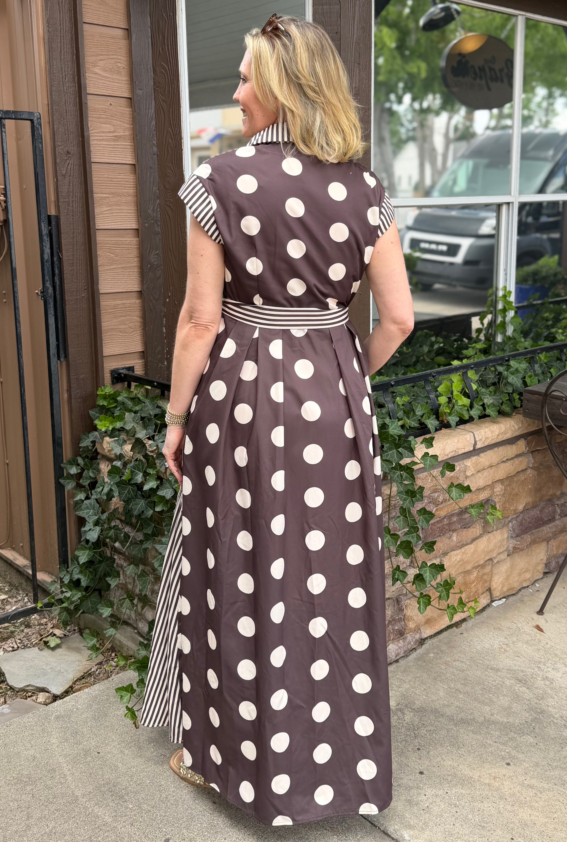 SPOTS AND STRIPES DRESS