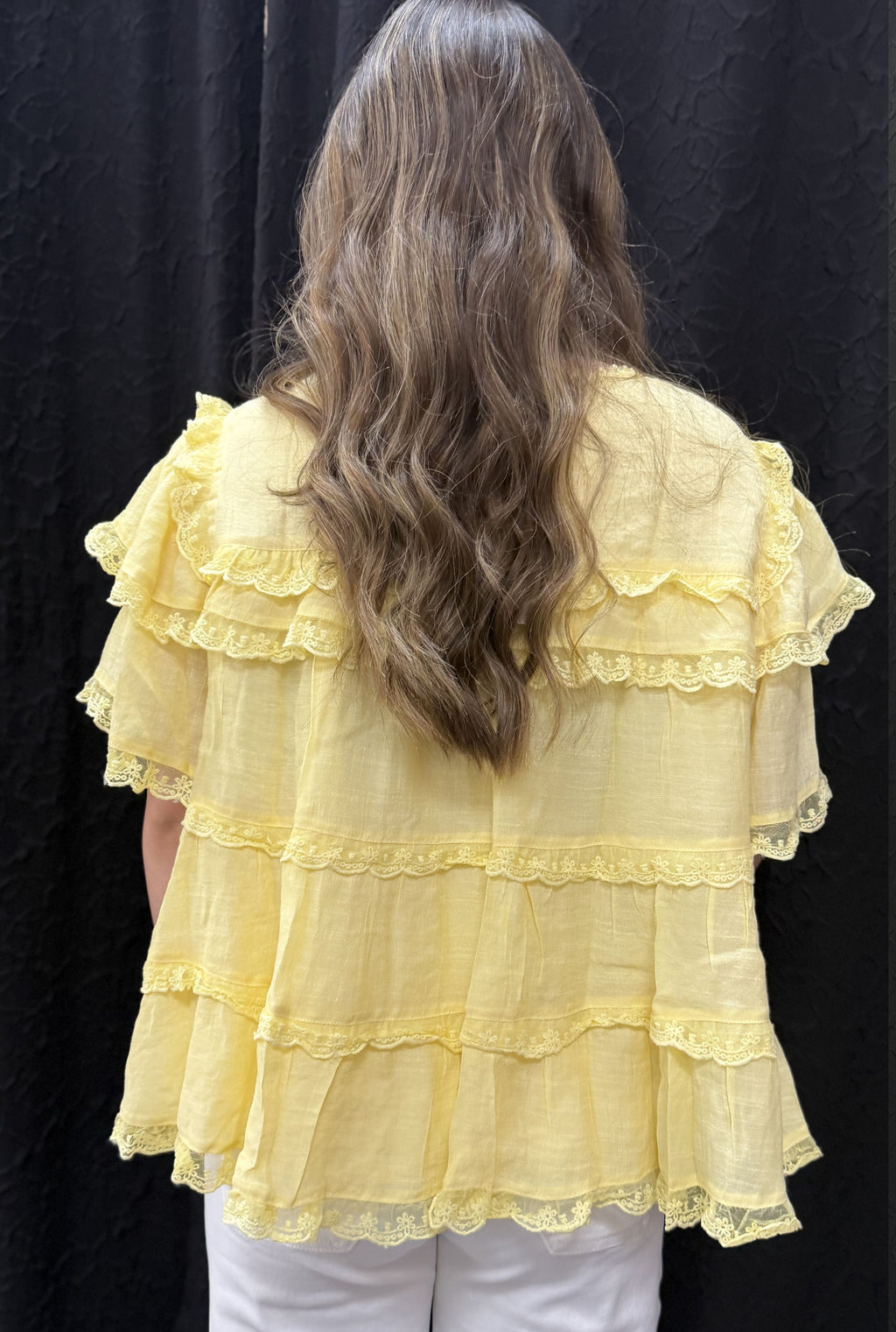 YELLOW ALL THE RUFFLES TOP