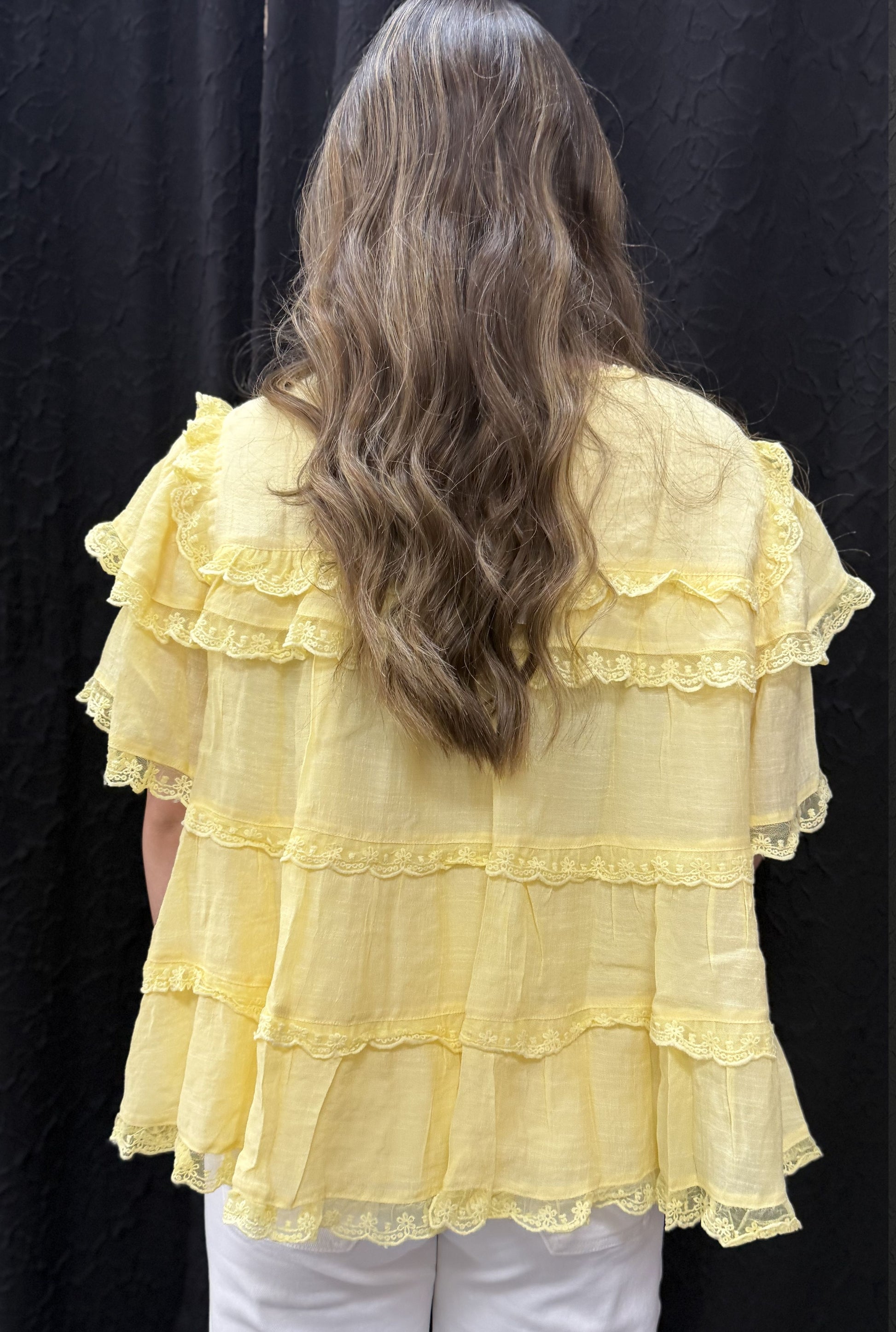 YELLOW ALL THE RUFFLES TOP