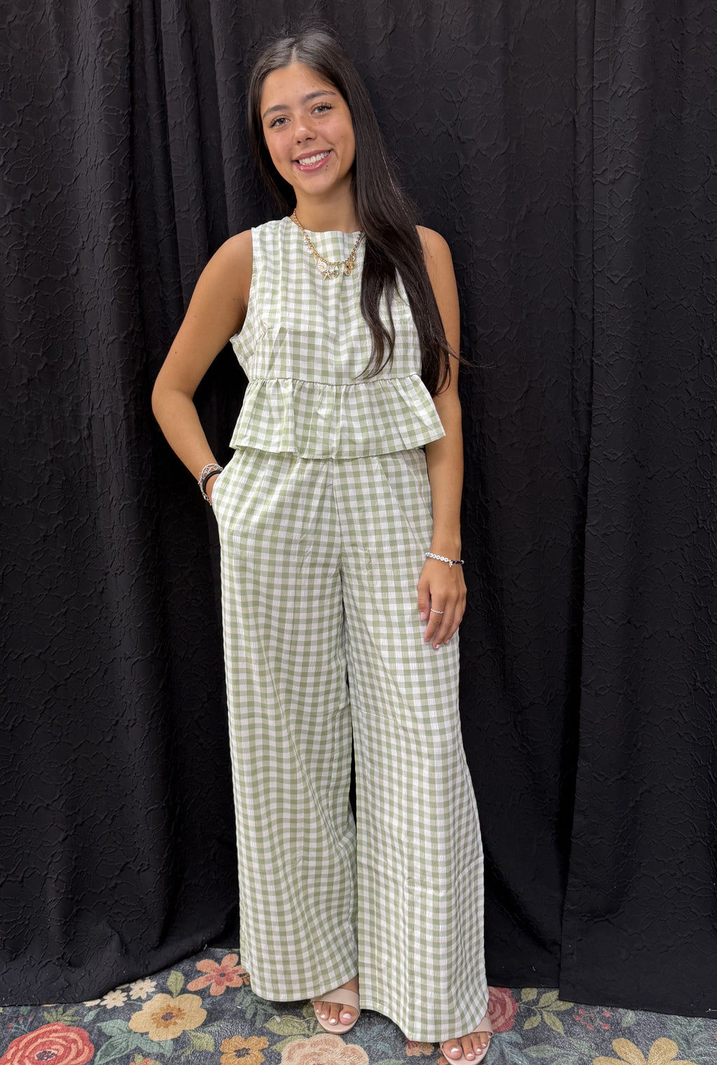 GREEN GINGHAM SET