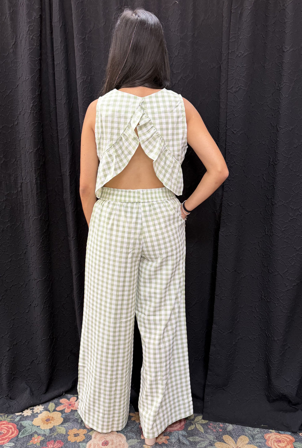 GREEN GINGHAM SET