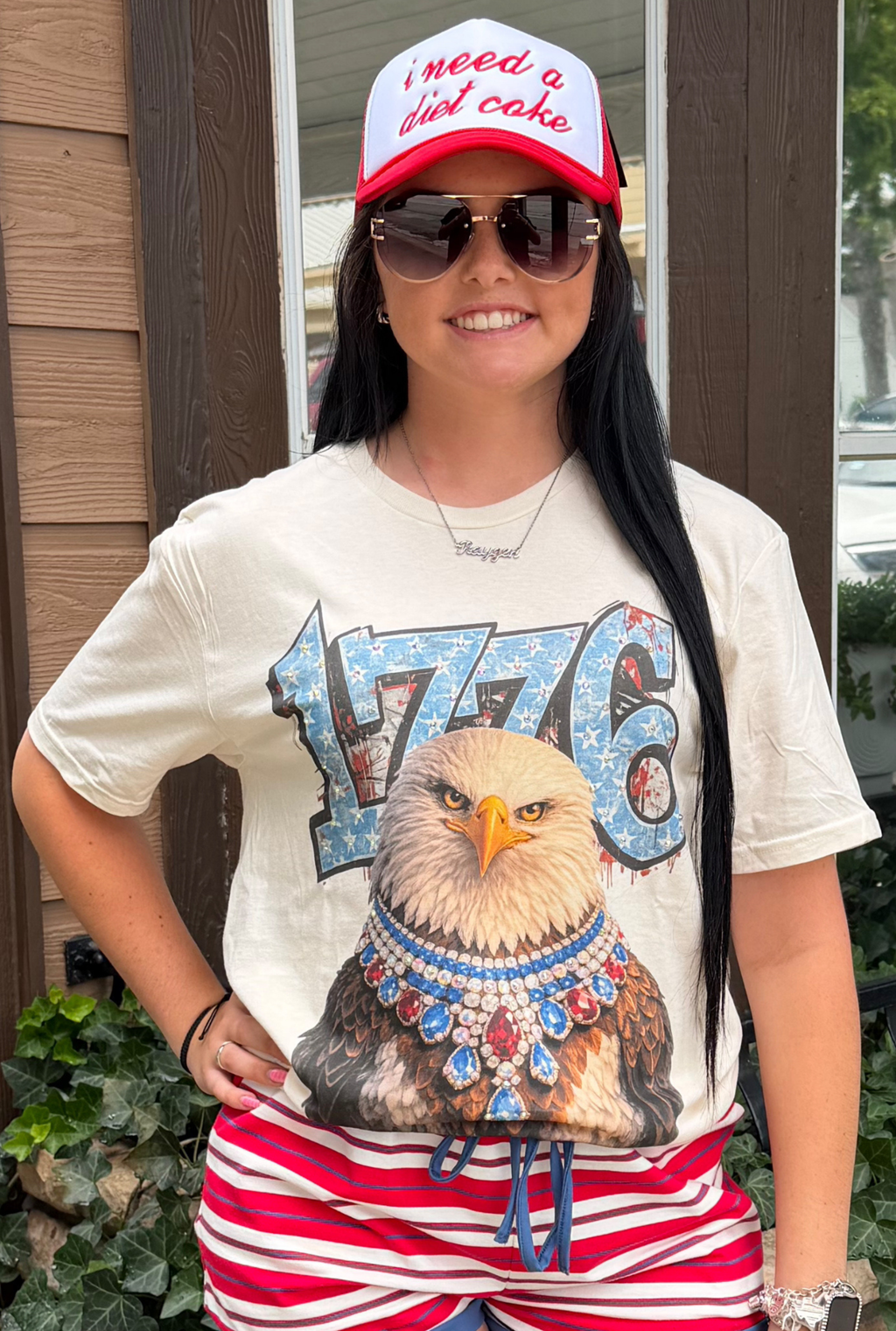 RHINESTONE 1776 EAGLE TEE