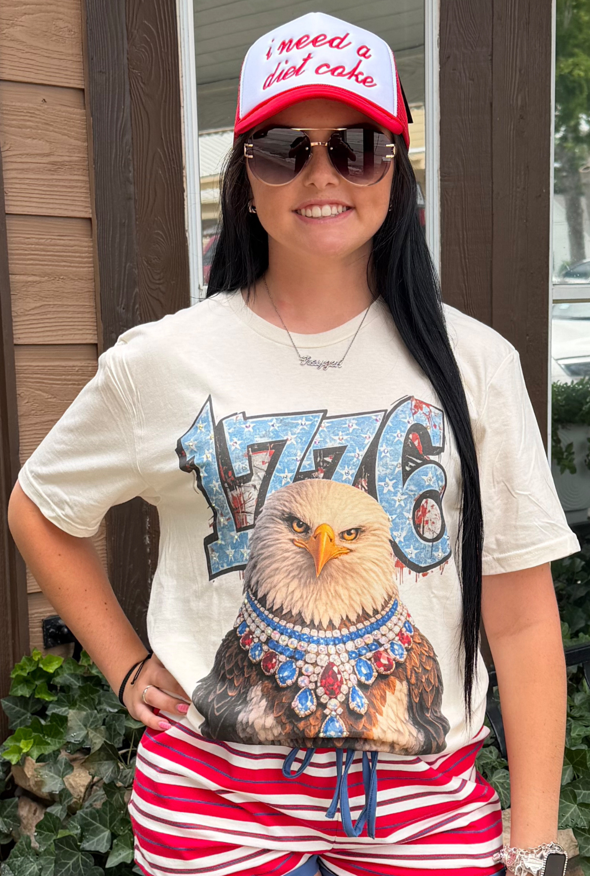 RHINESTONE 1776 EAGLE TEE