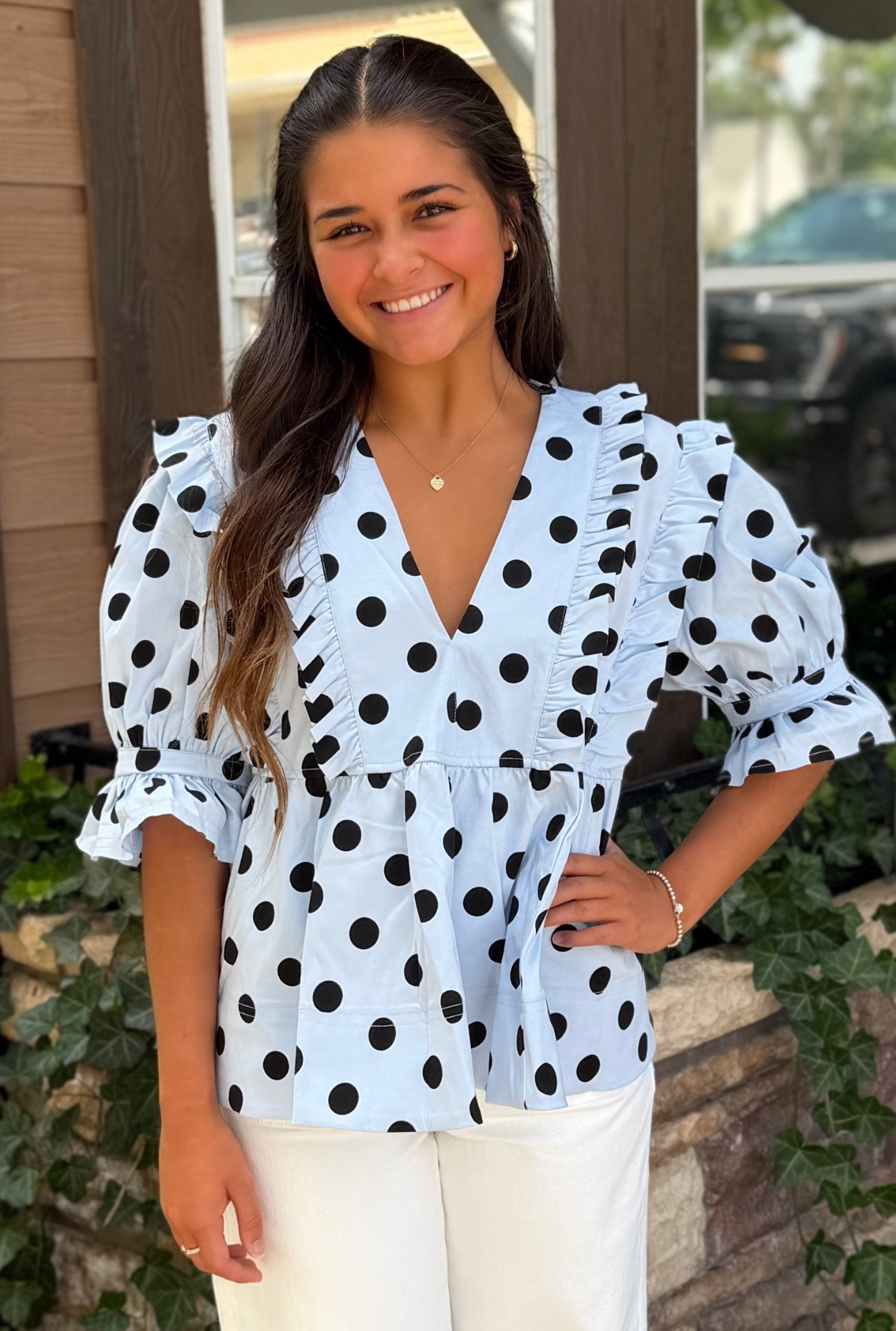 RUFFLE POLKA DOT TOP