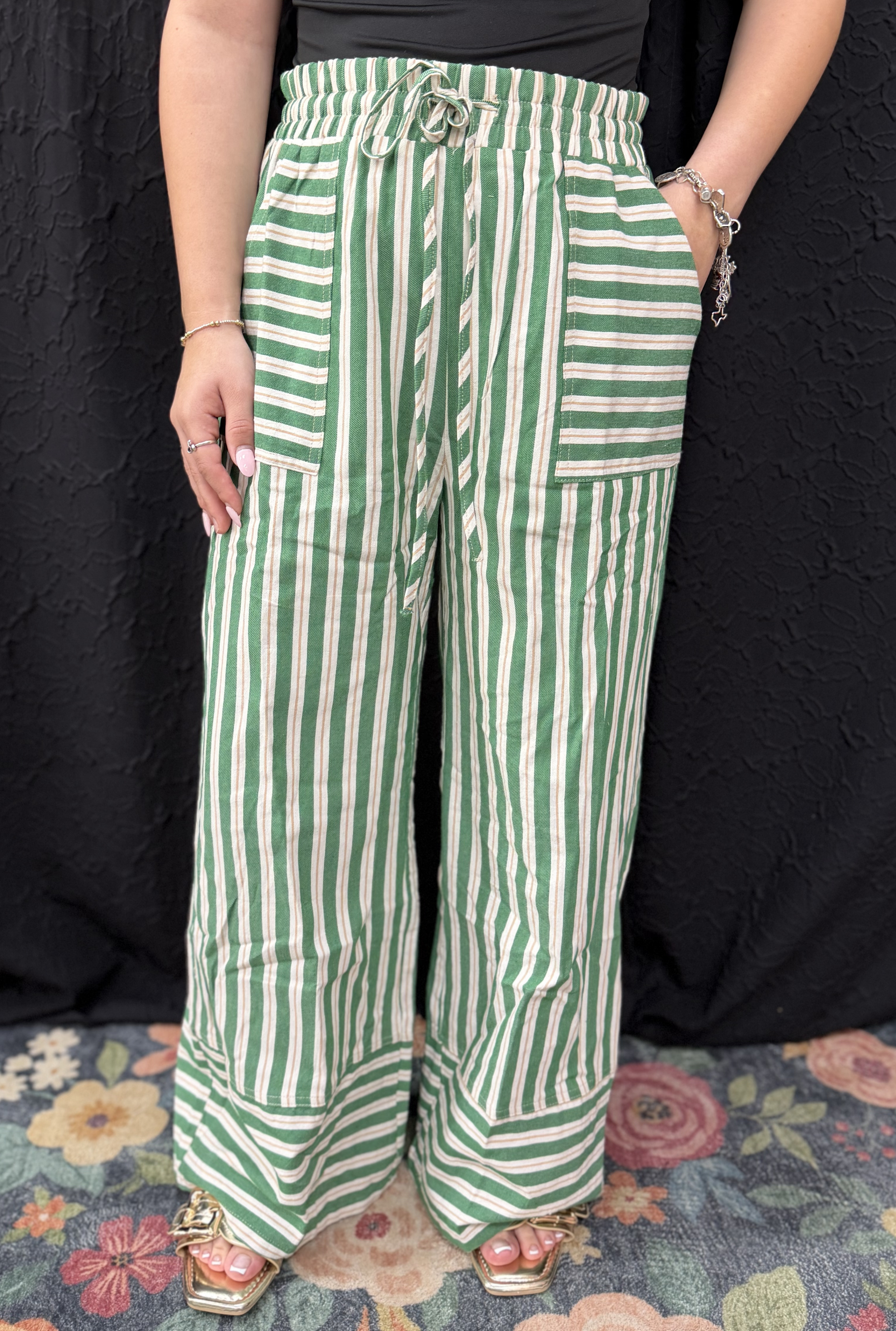 GREEN CAIT STRIPE PANTS