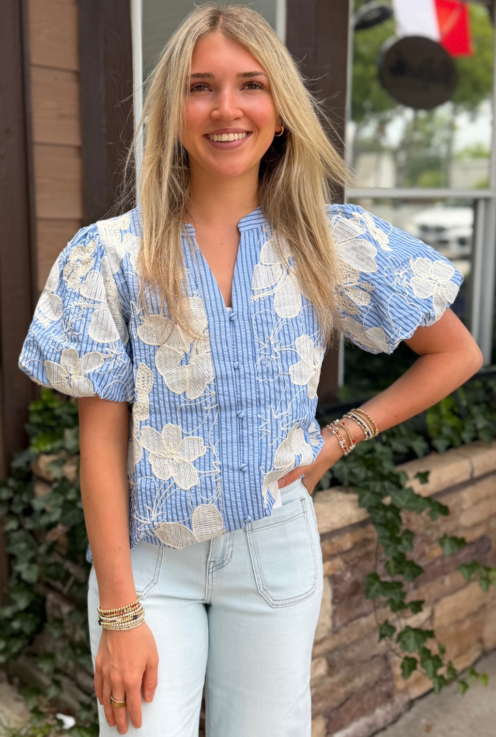 BLUE LACE TOP