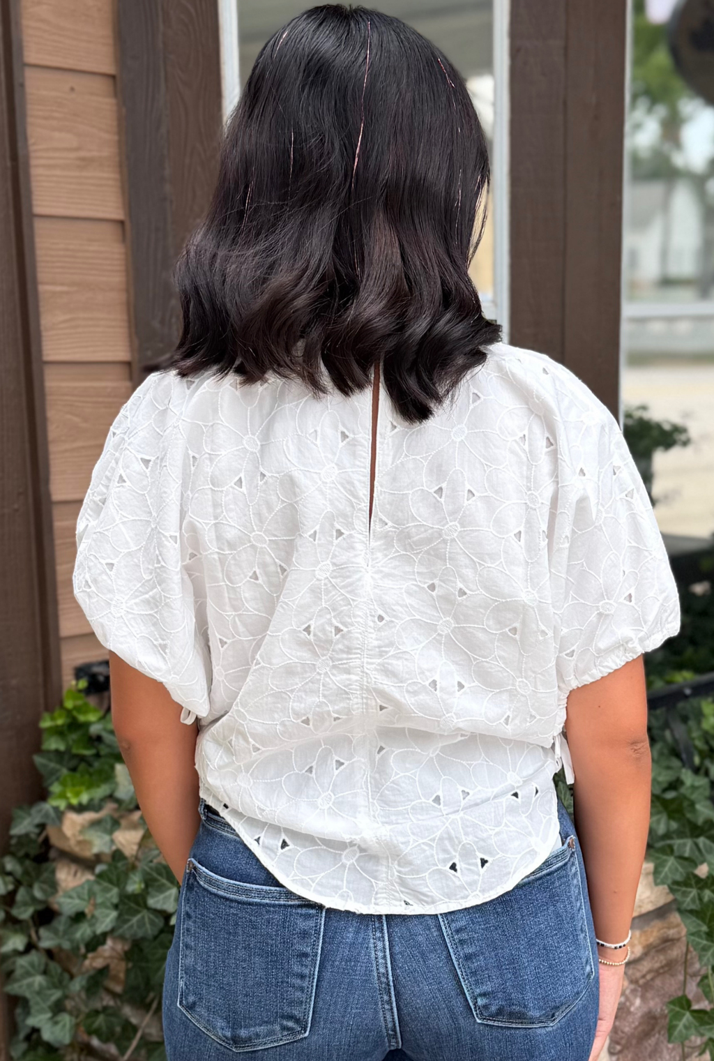 WHITE EYELET BLOUSE