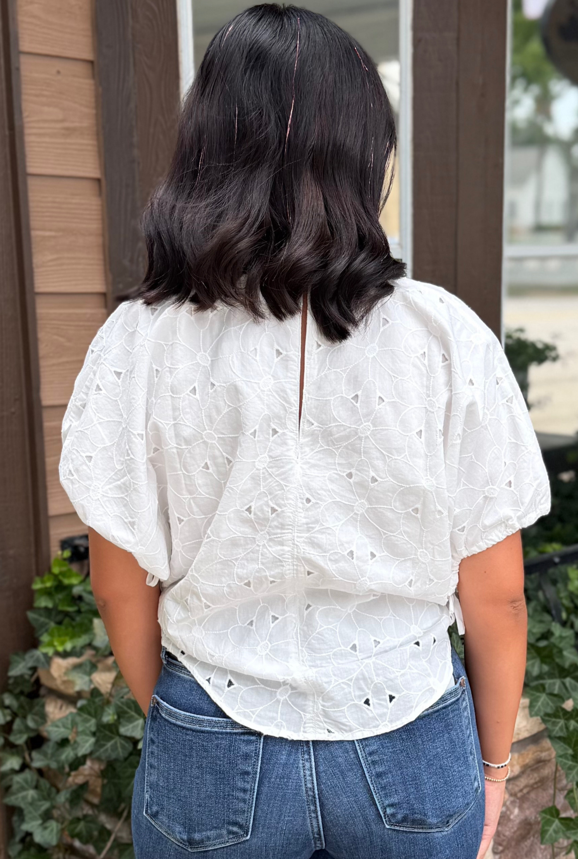 WHITE EYELET BLOUSE