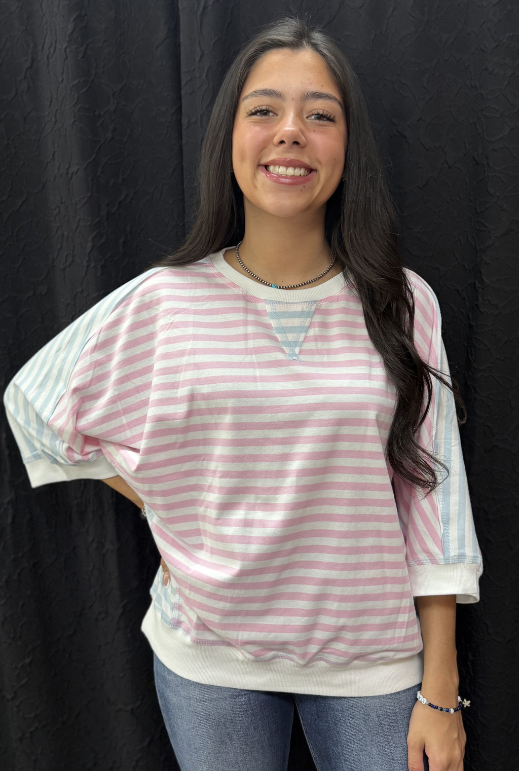 STRIPE BATWING TOP