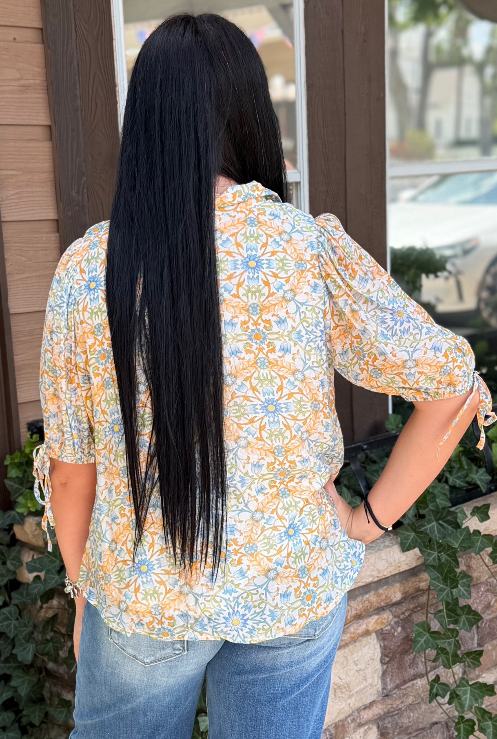 TANGERINE FLORAL TOP