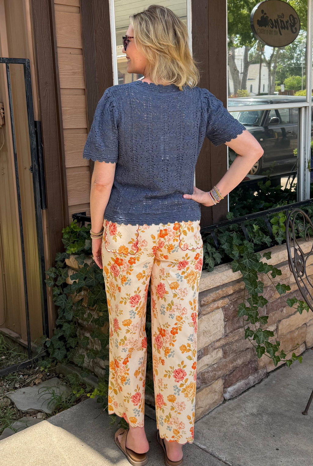 VINTAGE FLORAL SCALOPPED PANTS
