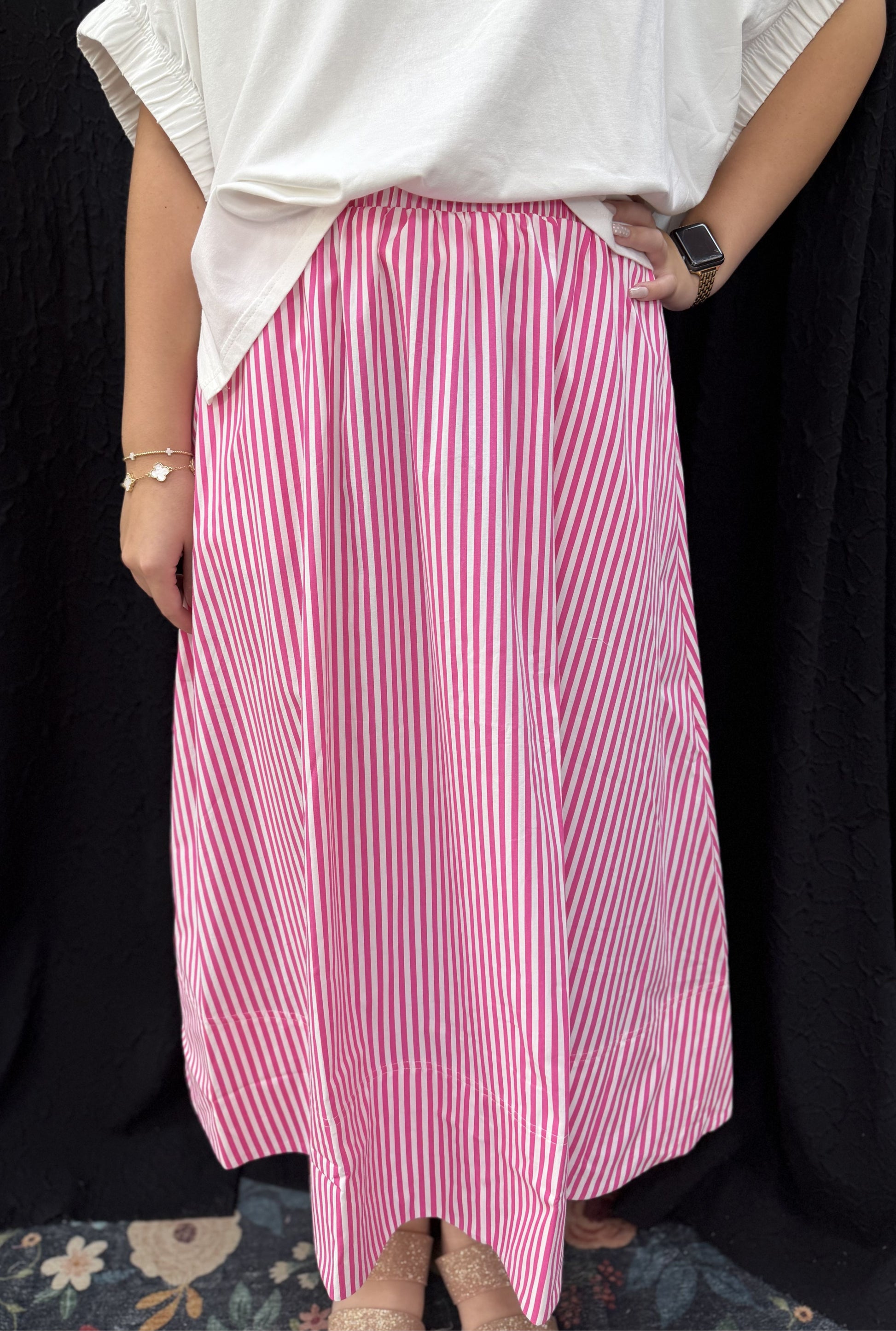PINK STRIPED SKIRT