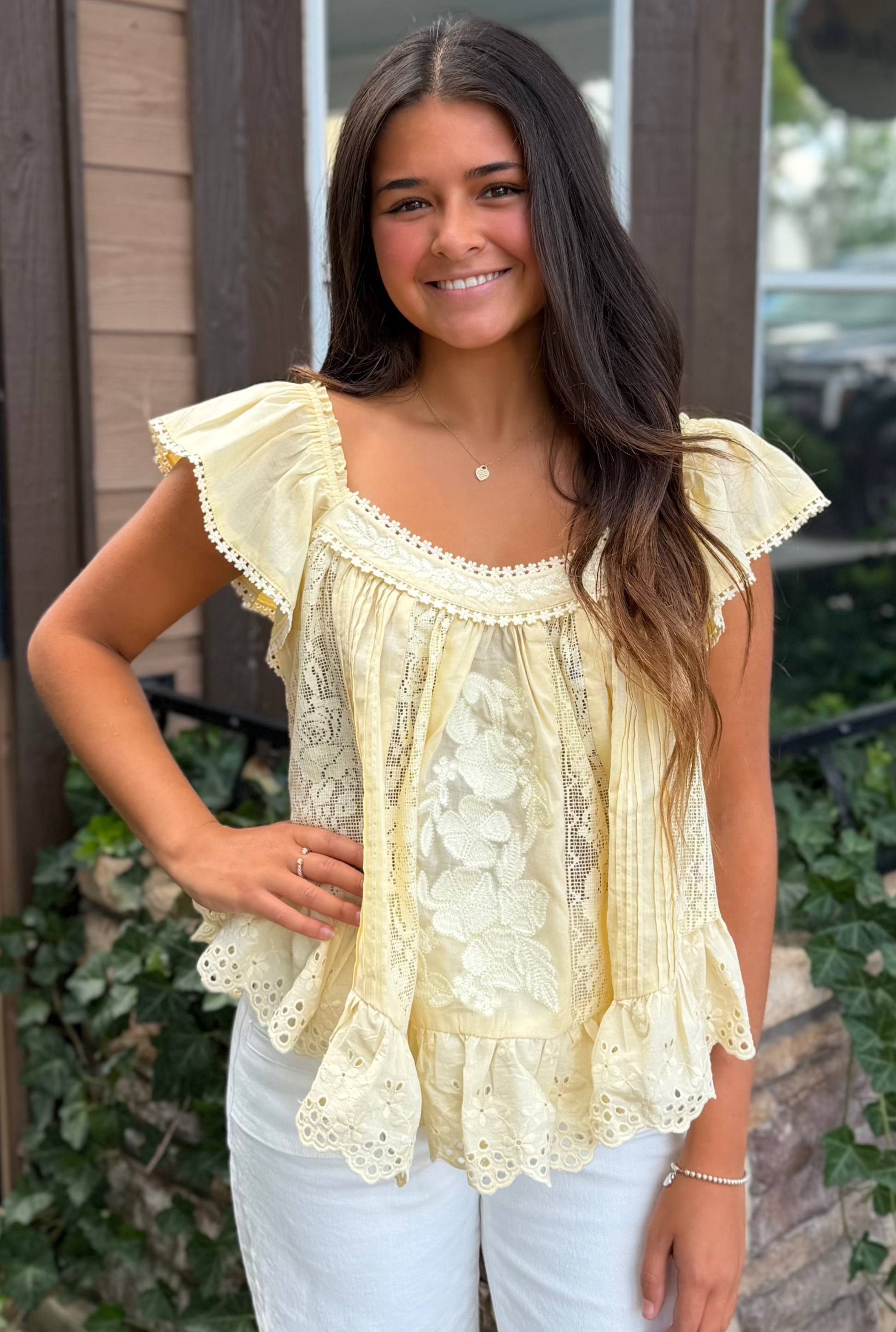 YELLOW LACE BLOUSE