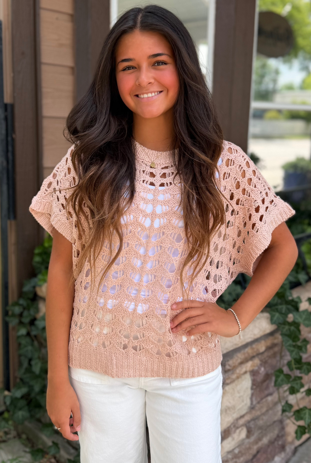 BLUSH CROCHET VEST