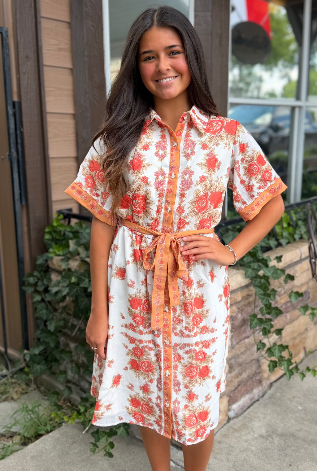 ORANGE TIE MOSAIC DRESS