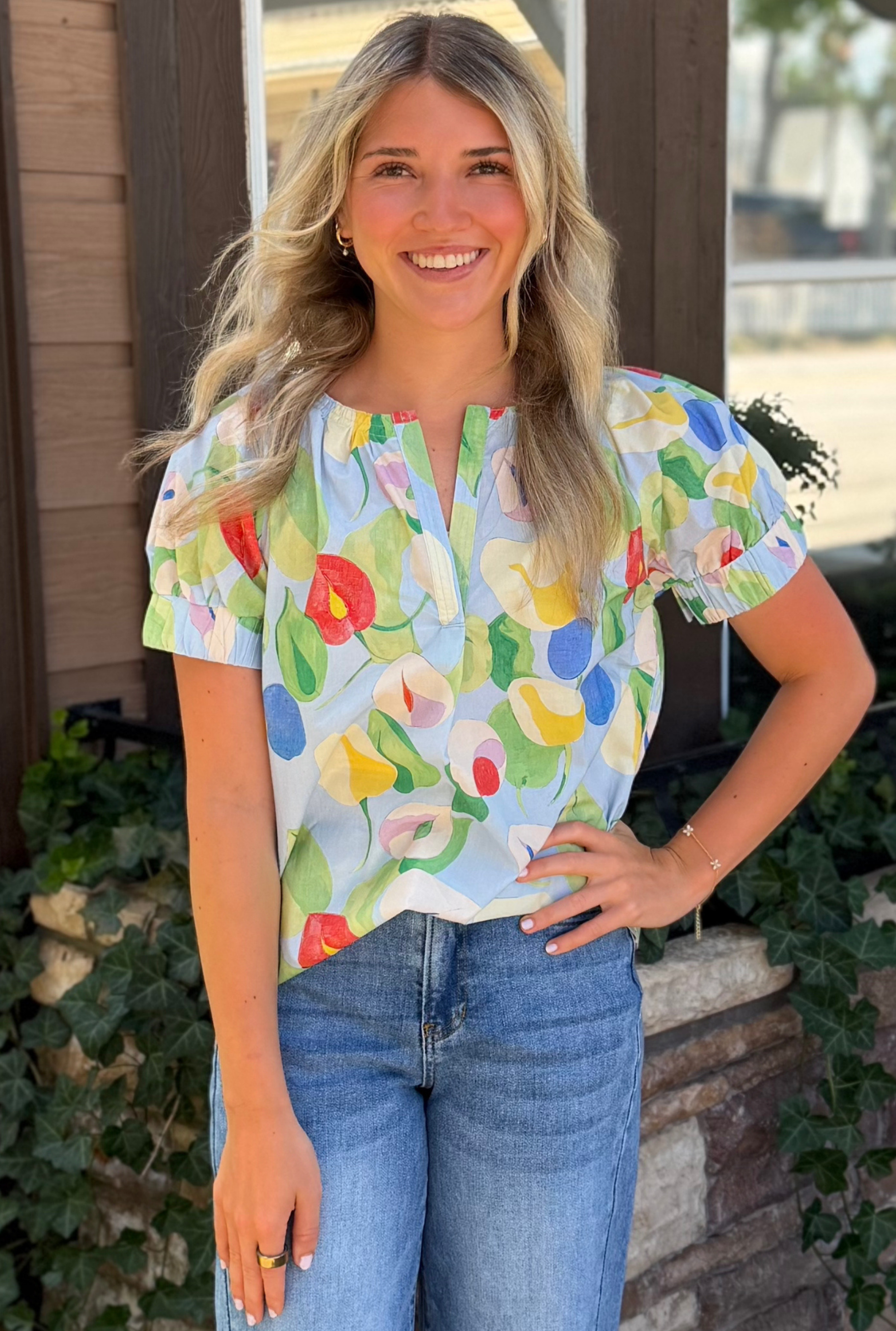WATERCOLOR POPPY TOP