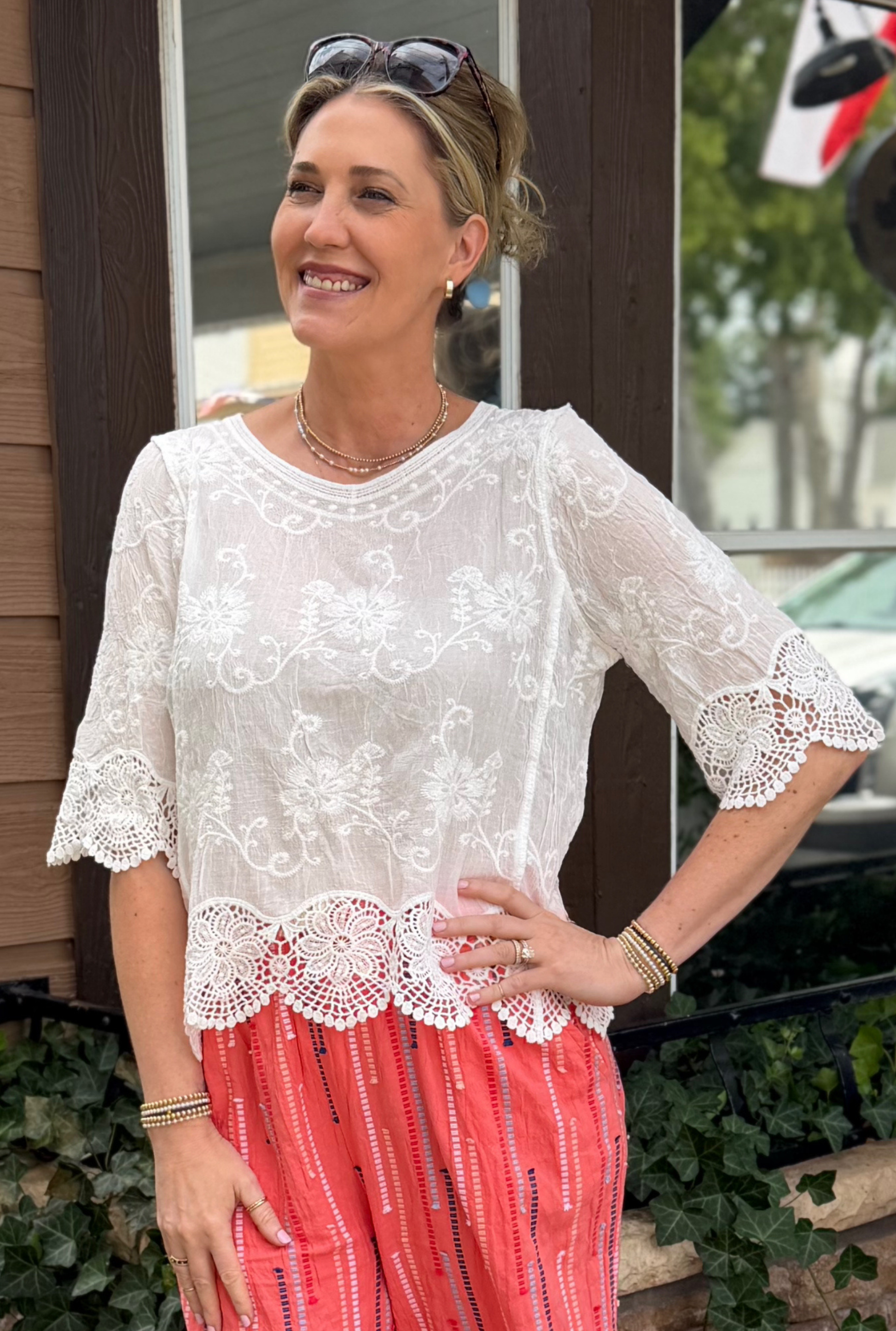WHITE BOHO TRUDY TOP