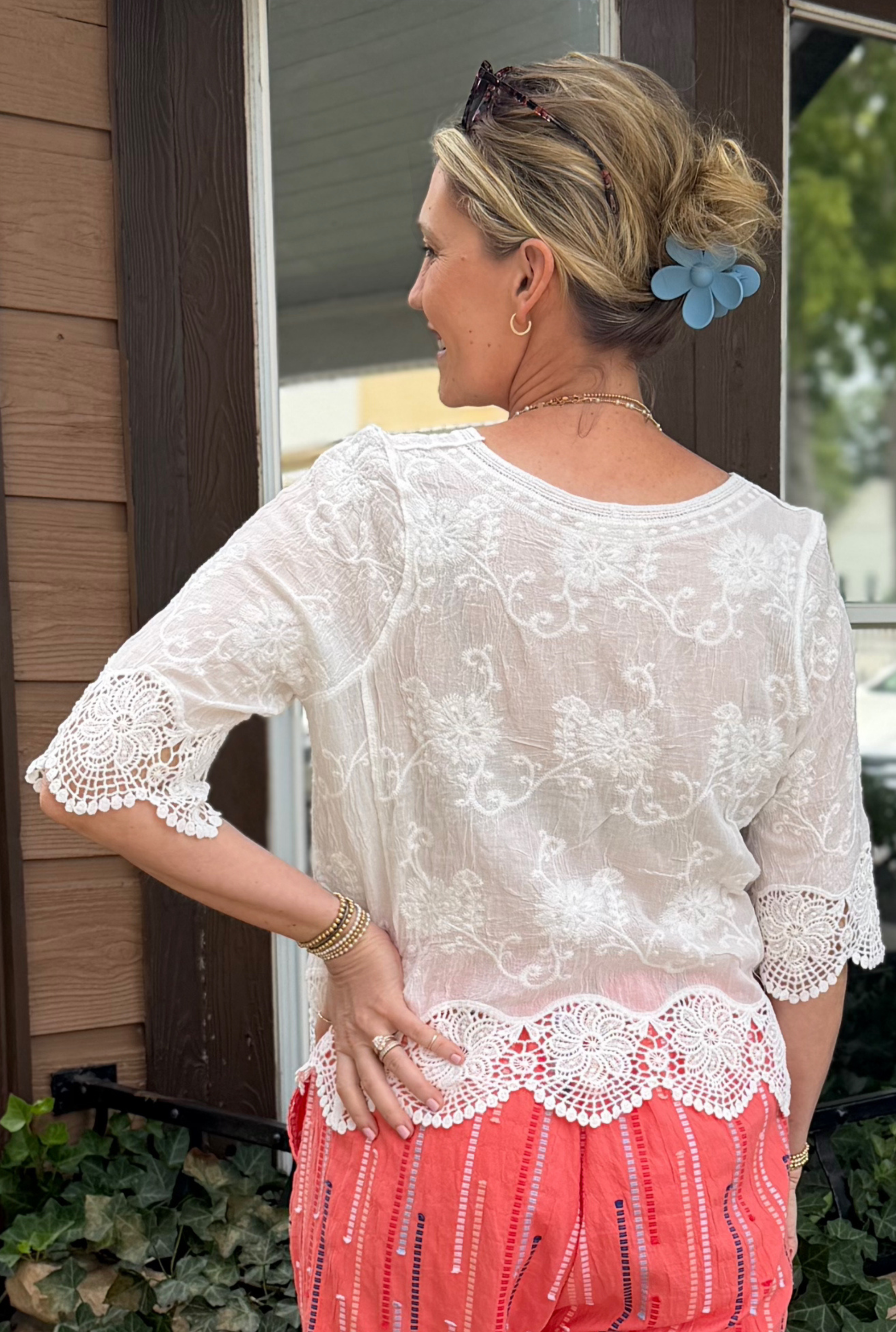 WHITE BOHO TRUDY TOP