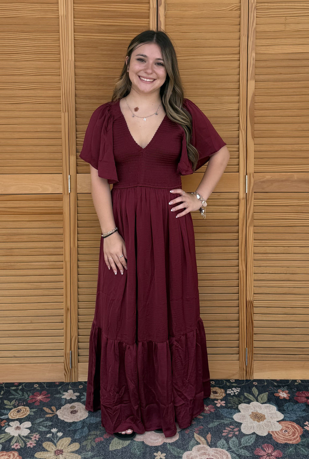 MERLOT WASHED SATIN DRESS