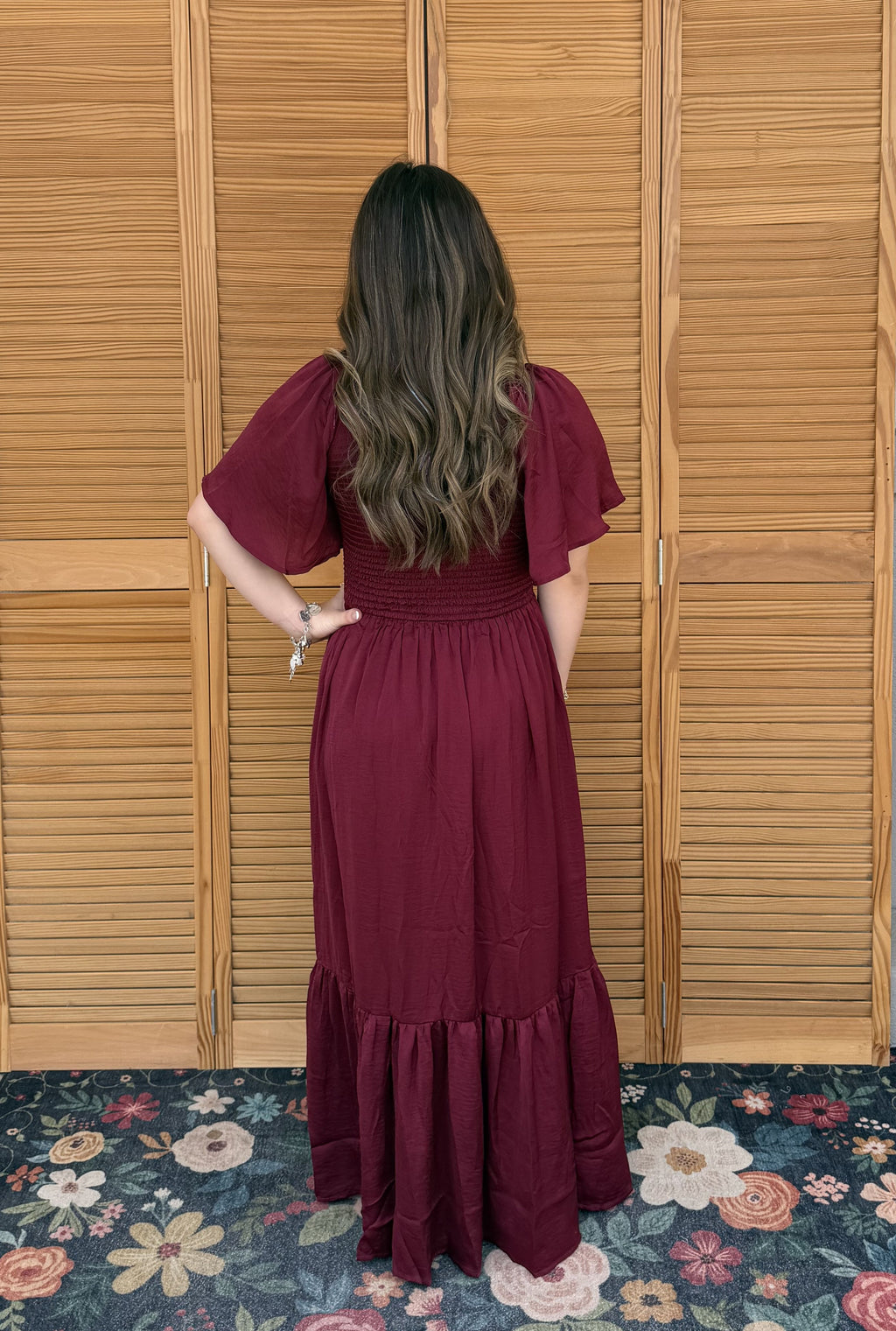 MERLOT WASHED SATIN DRESS
