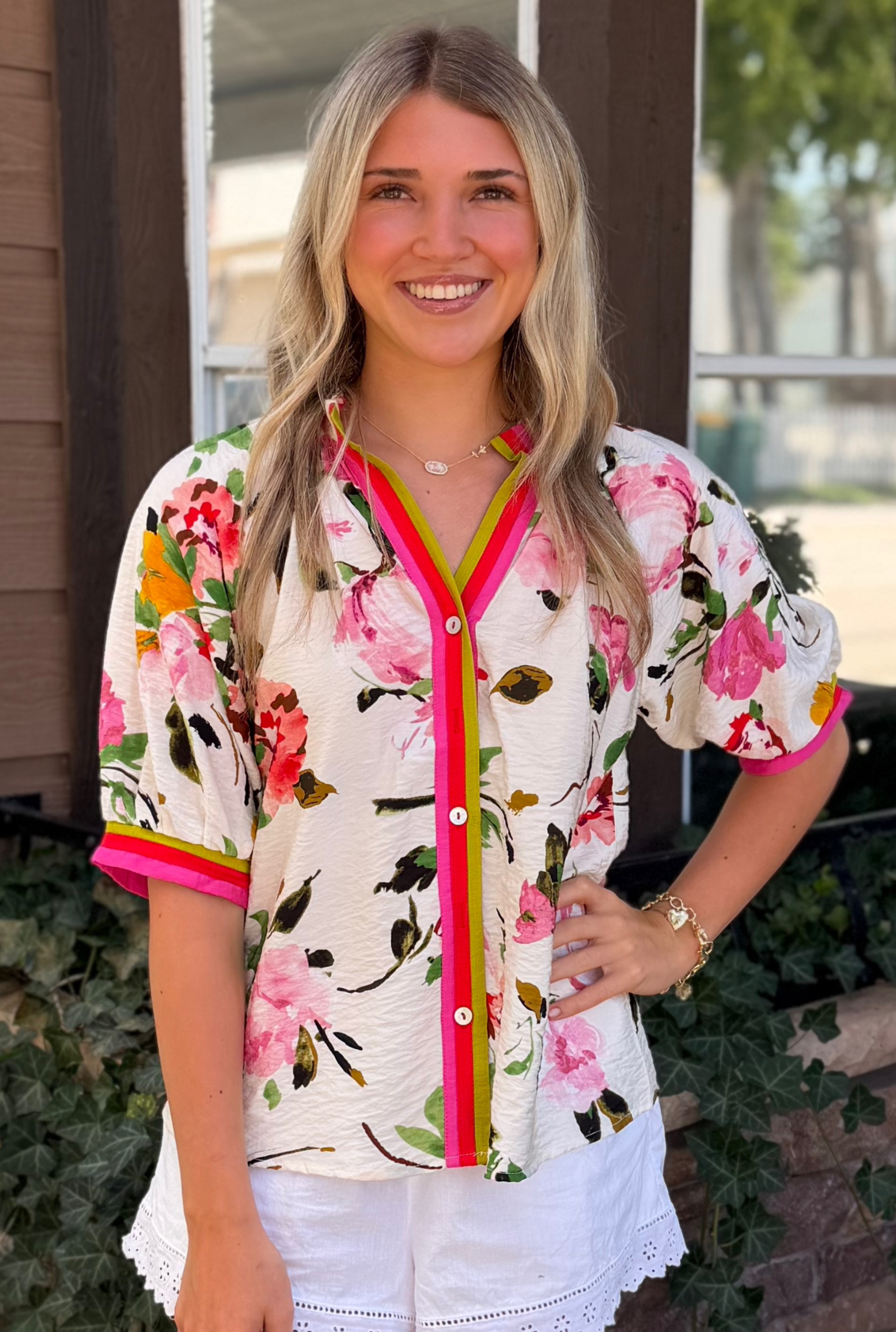 FLORAL PAPAYA TOP