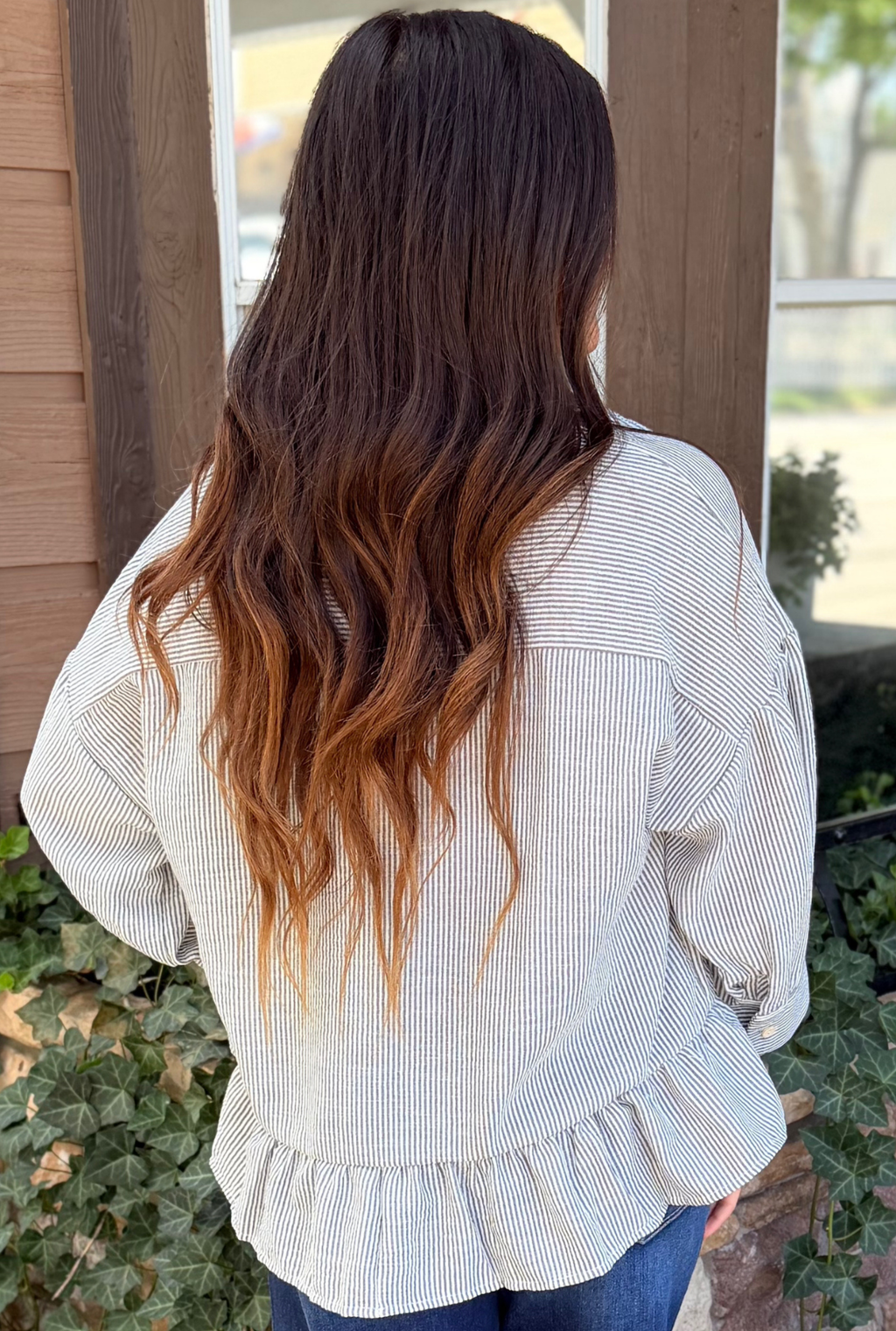GREY STRIPED SHELBY TOP
