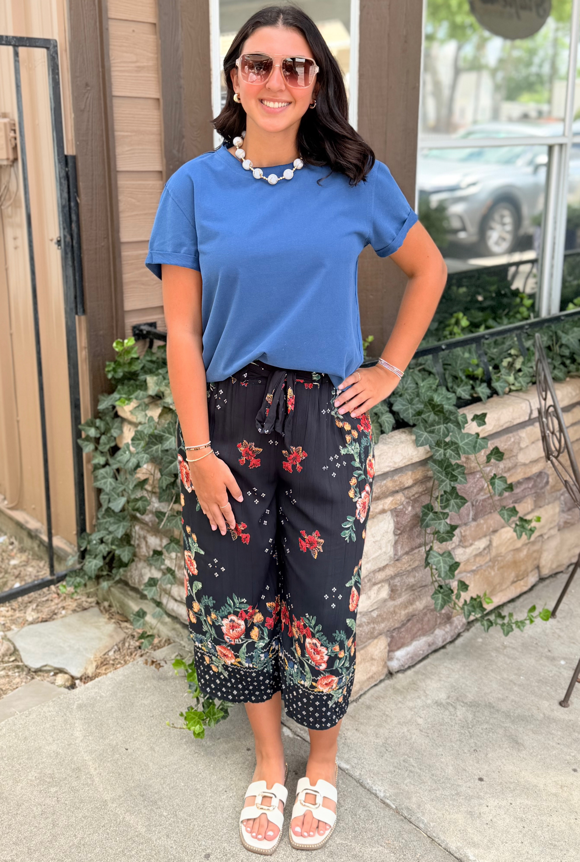 ENGLISH FLORAL CROP PANTS