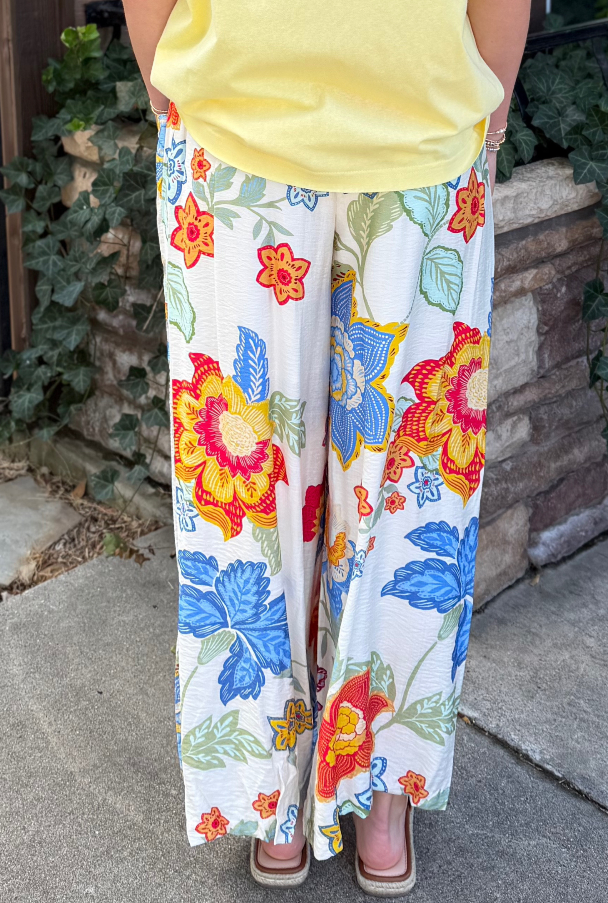 CREAM FLORAL KATHY PANTS