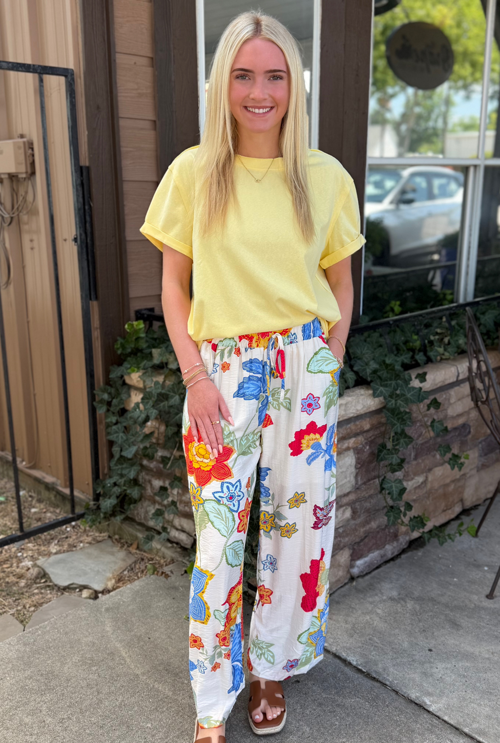 CREAM FLORAL KATHY PANTS