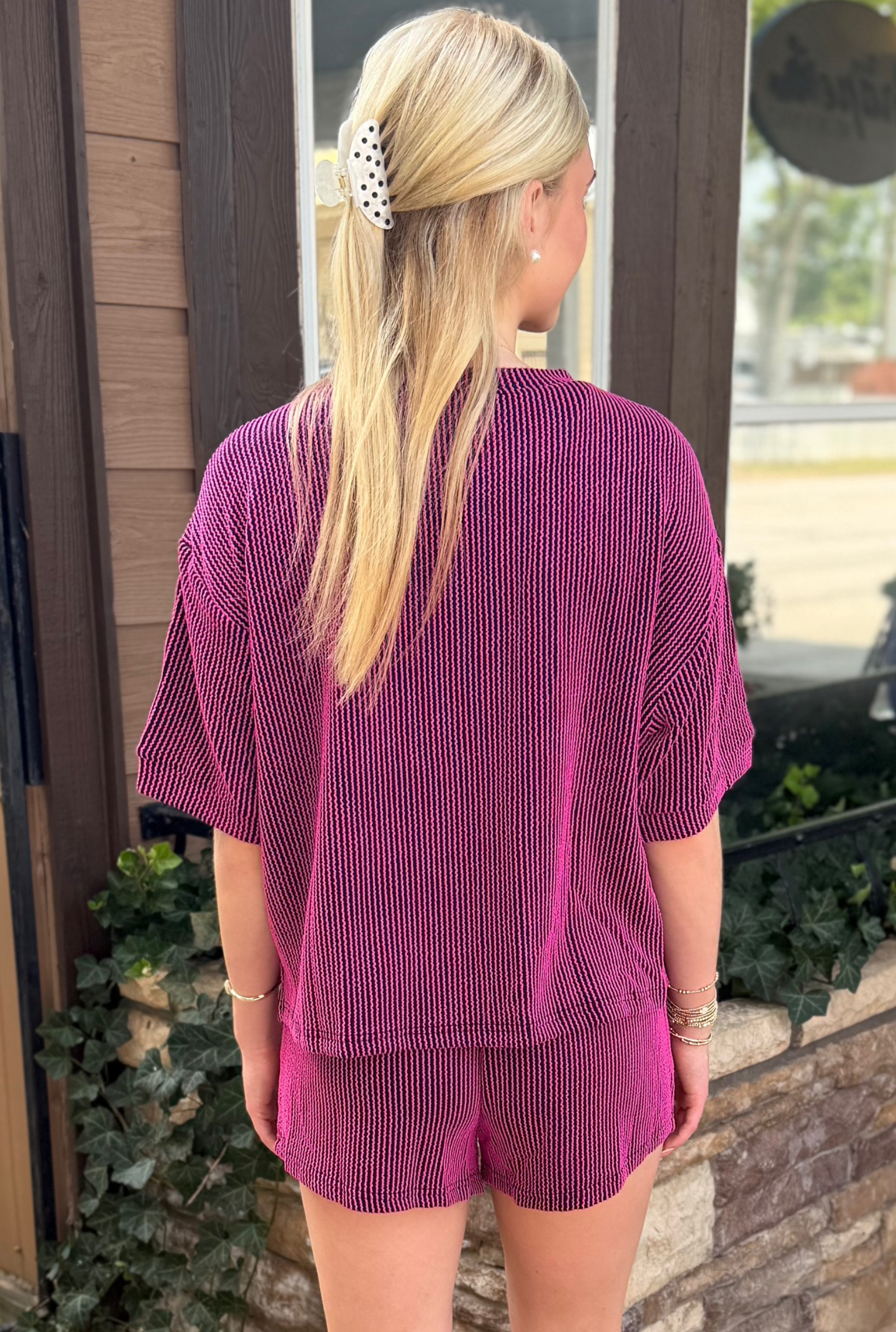 PLUM RIBBED SHORT SET