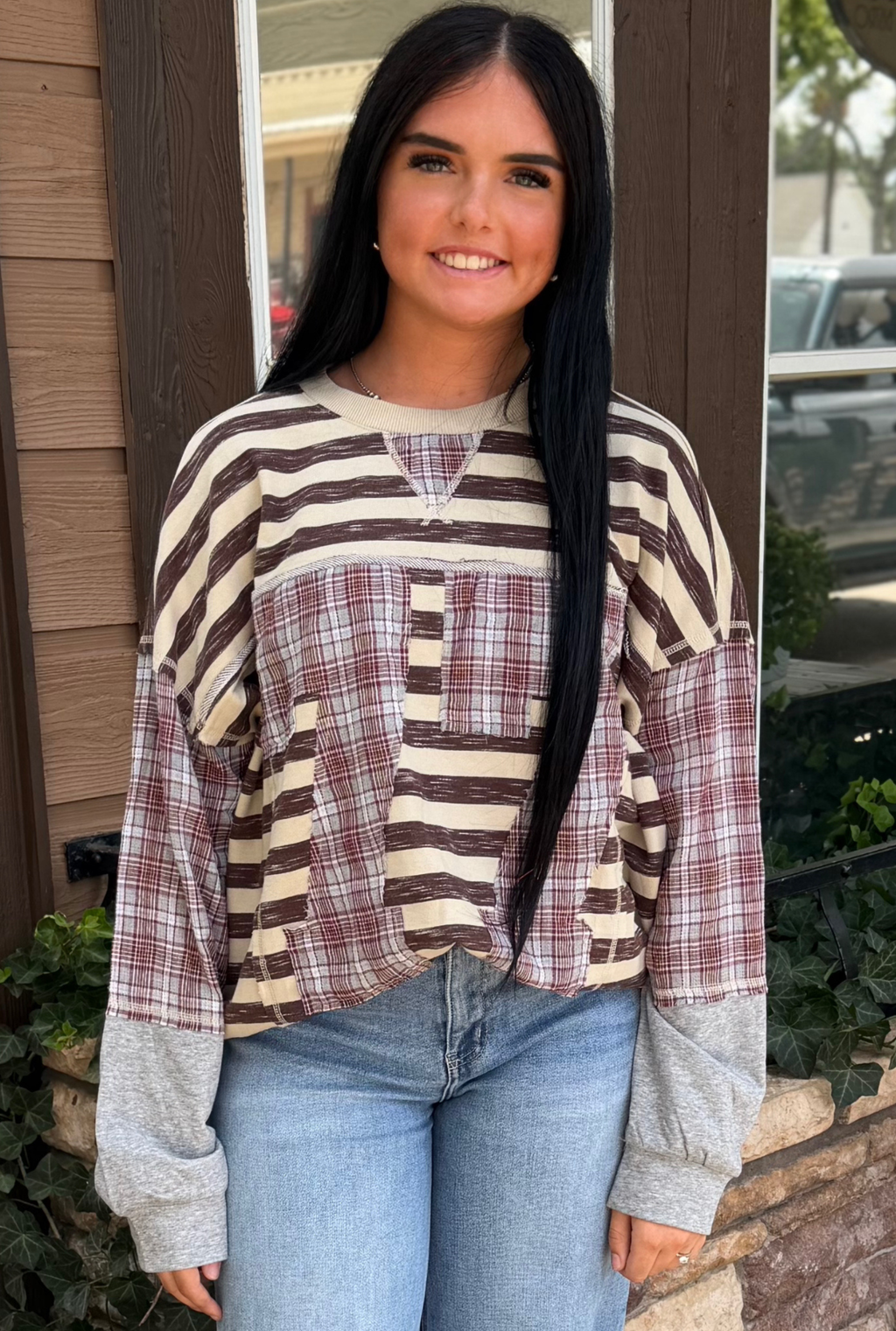 OATMEAL PLAID SWEATER