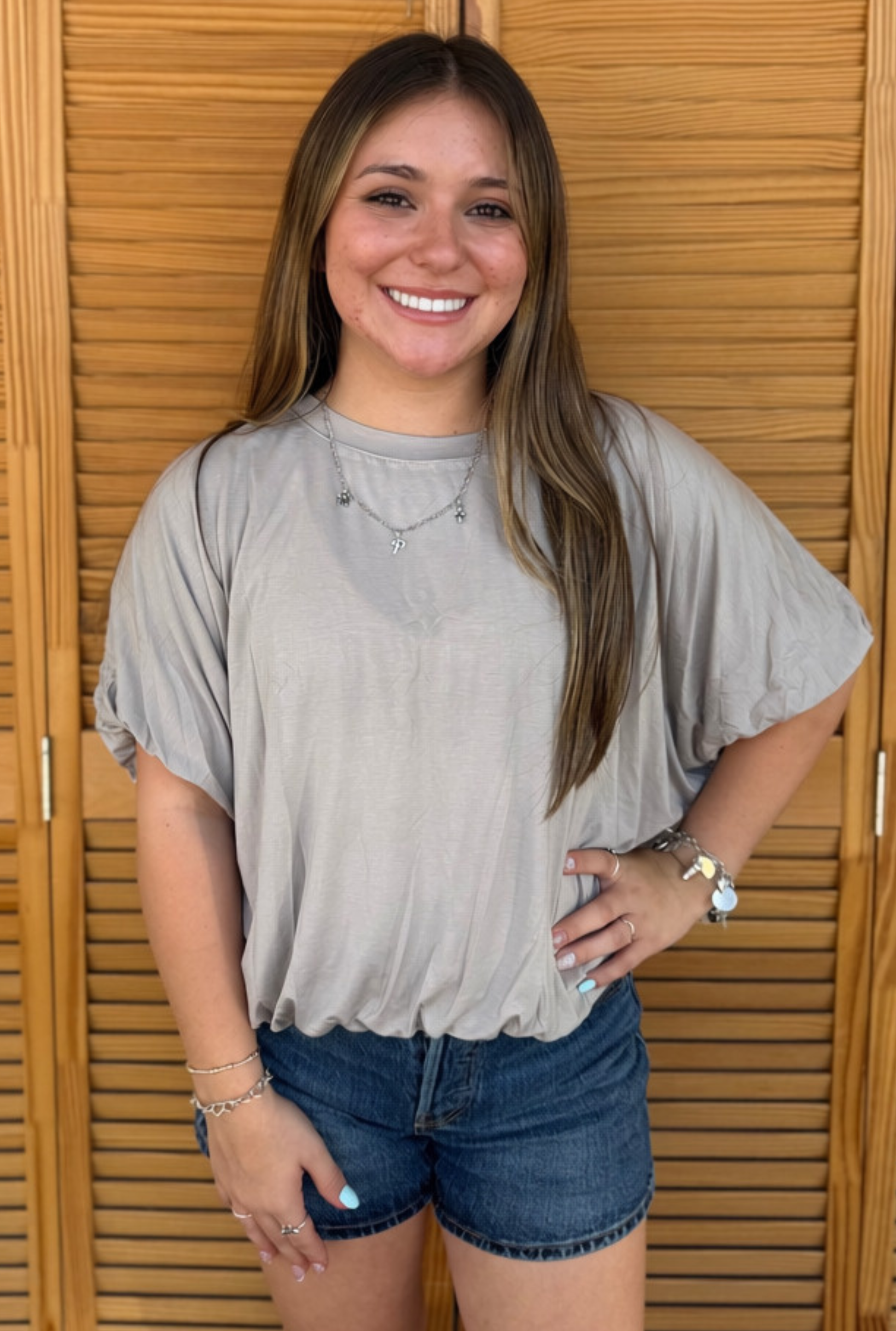 GREY STEPHANIE TOP