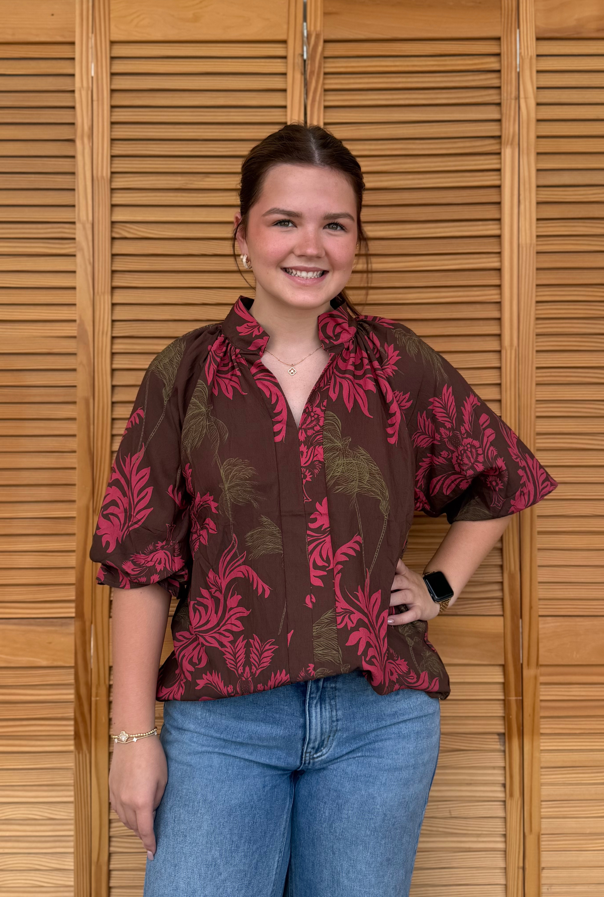 Brown Botanical Top