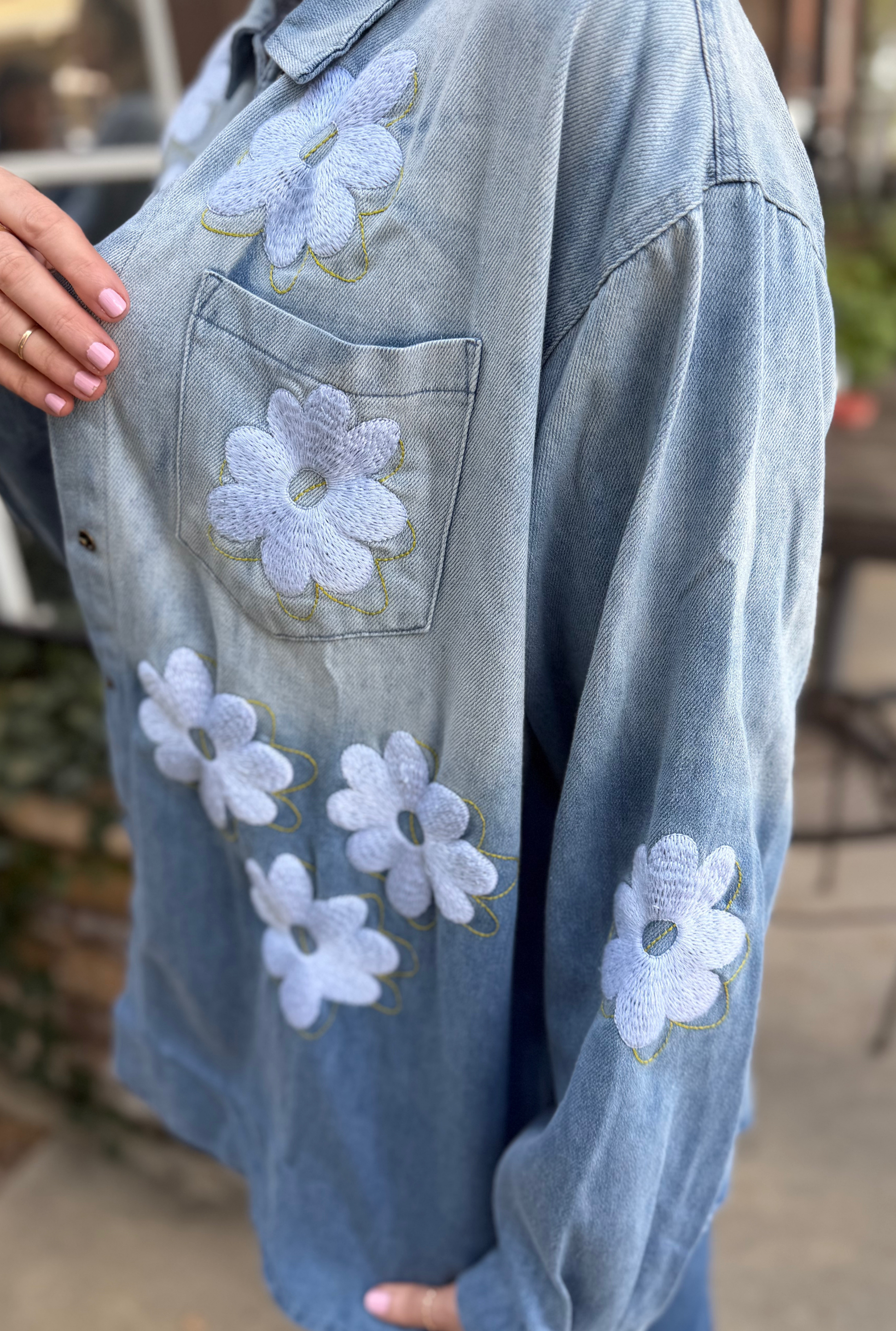 HAPPY FLORAL DENIM JACKET