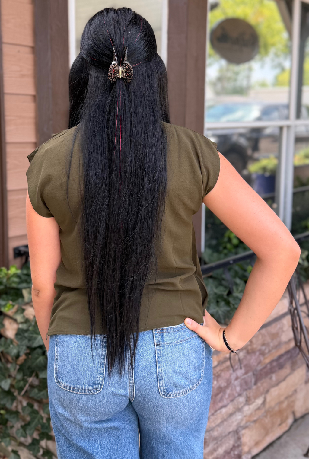 OLIVE CAP SLEEVE TOP