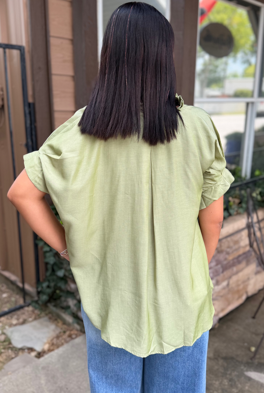 MOSS GREEN LILY TOP