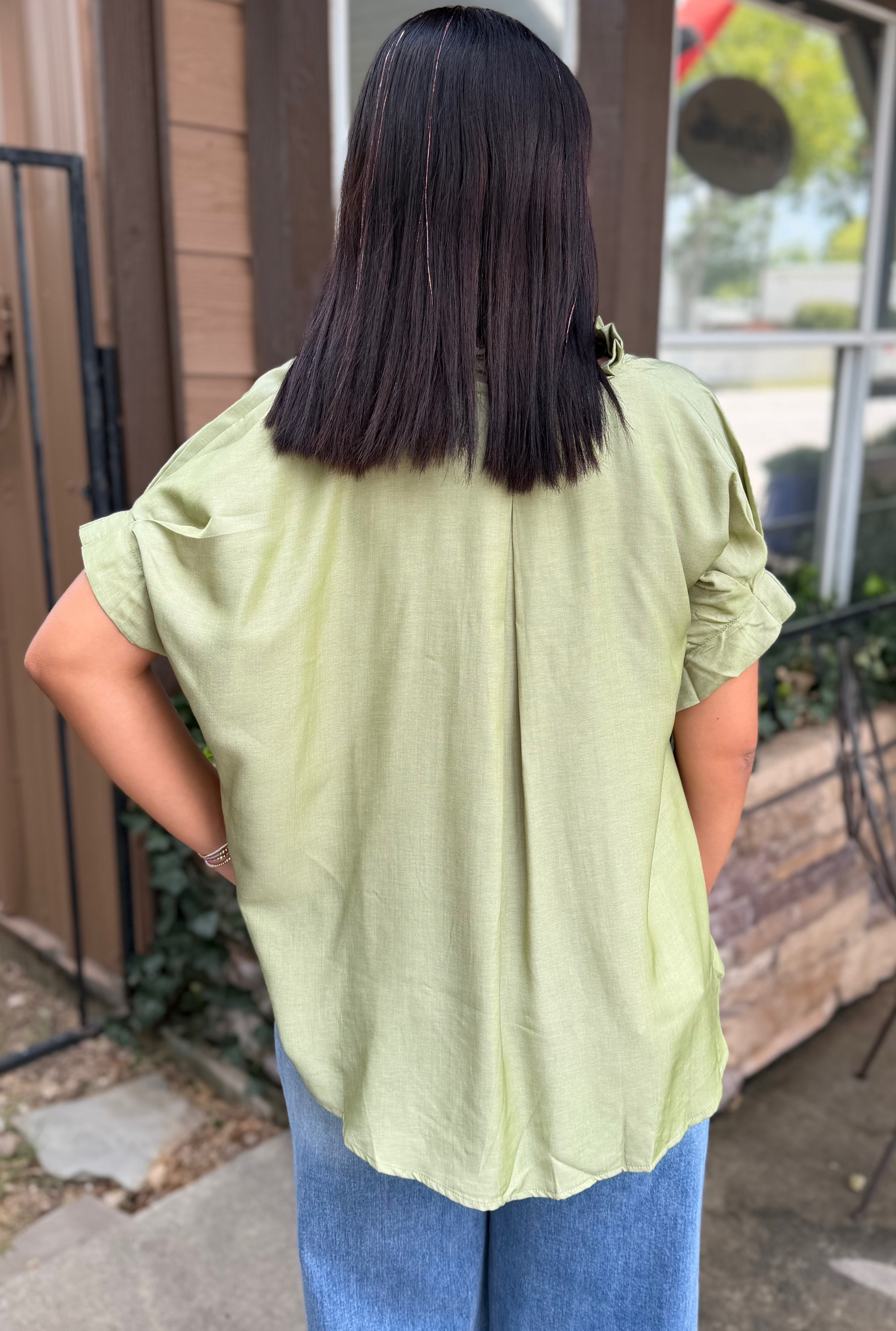 MOSS GREEN LILY TOP