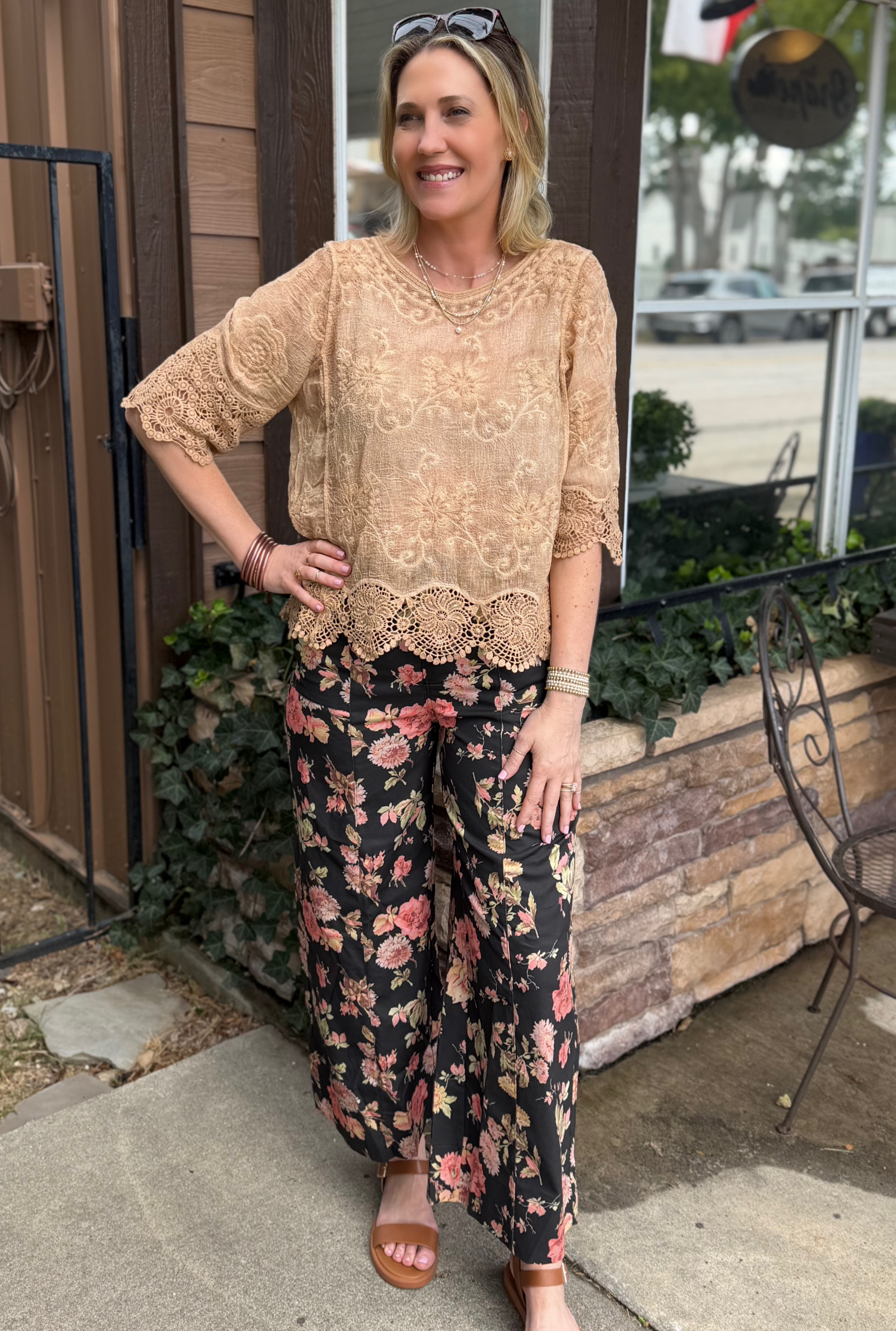 BLACK FLORAL ELLA PANTS