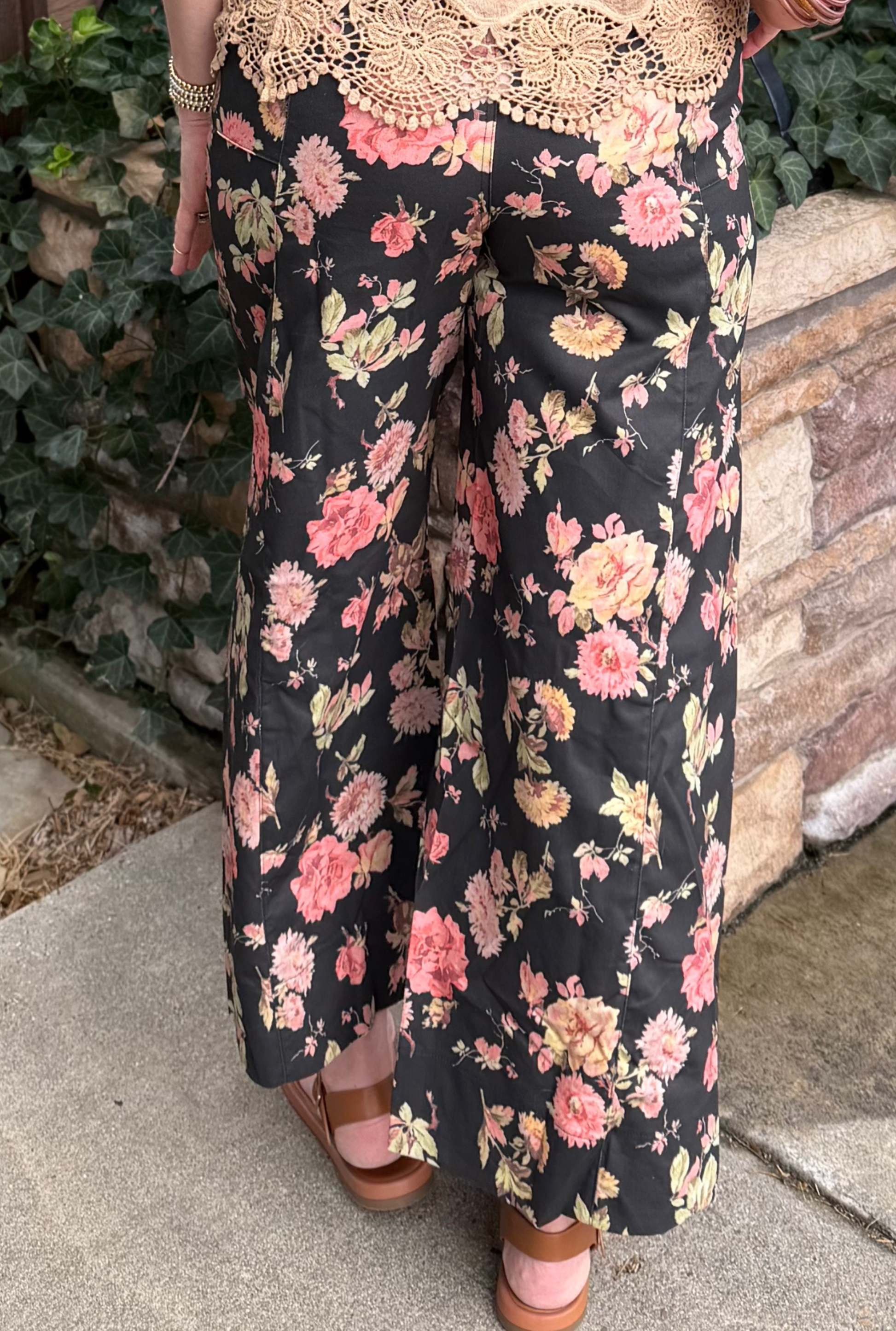 BLACK FLORAL ELLA PANTS