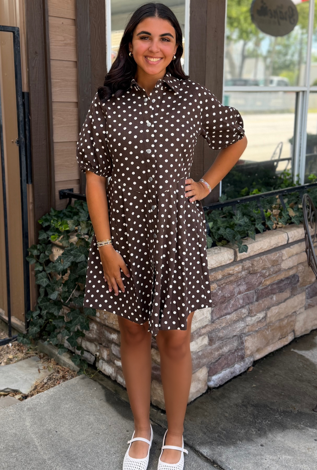 BROWN POLKA DOT DRESS