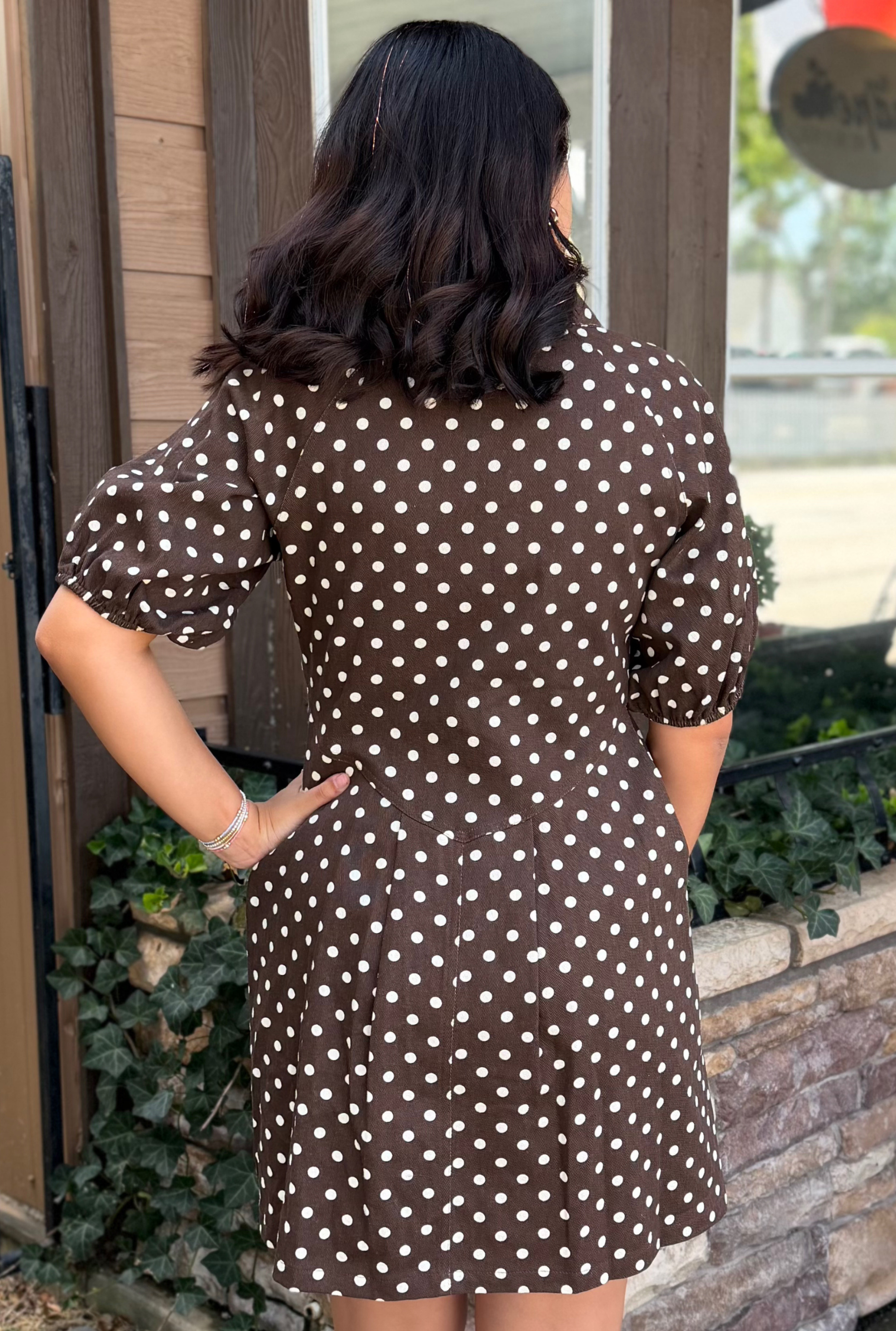 BROWN POLKA DOT DRESS